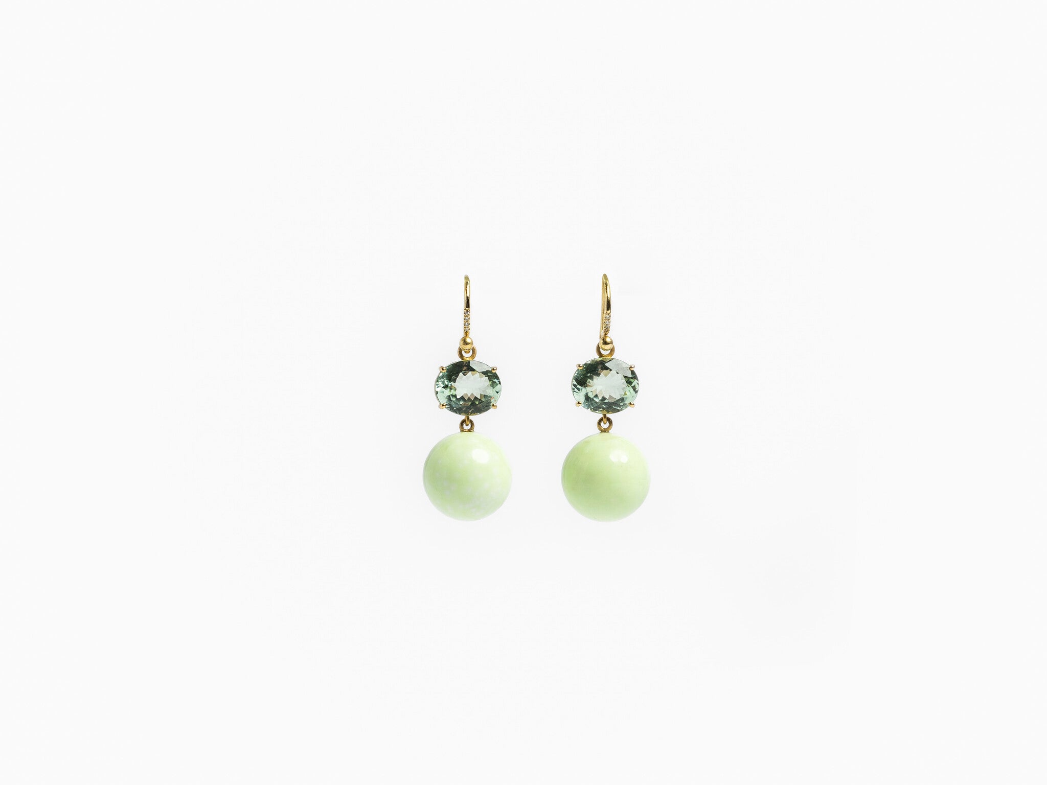 IRENE NEUWIRTH | GREEN TOURMALINE & LEMON CHRYSOPHRASE GUMBALL EARRINGS