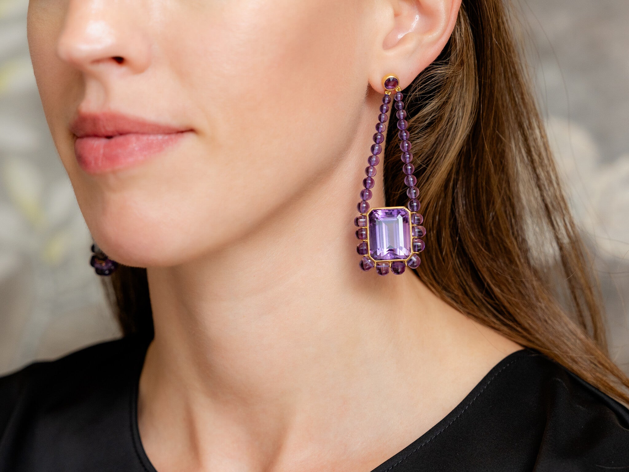 AMETHYST CHUNKY EARRINGS