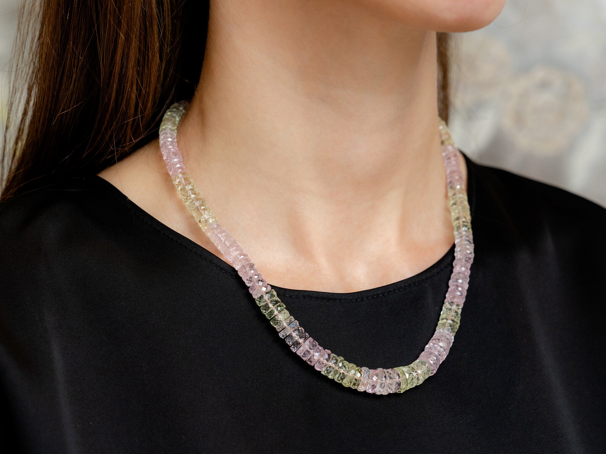 IRENE NEUWIRTH MORGANITE & BERYL FACETED CANDY BEADED NECKLACE