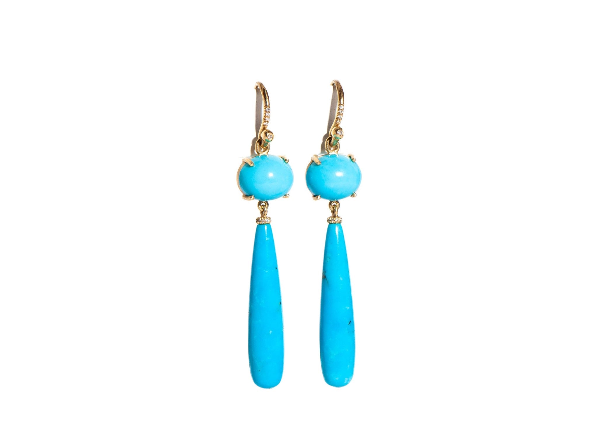 TURQUOISE DROPS & DIAMOND PAVE HOOKS