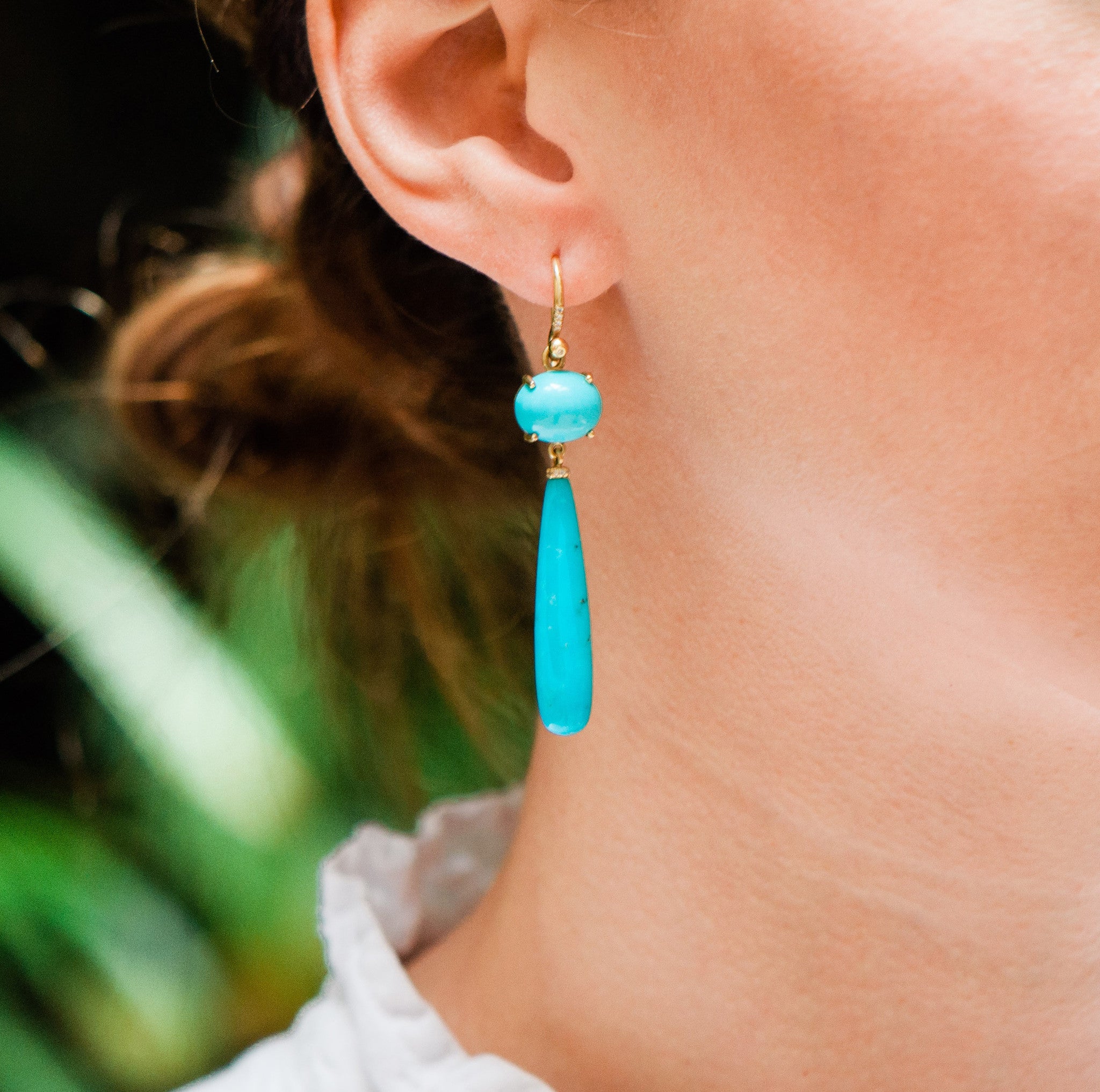 TURQUOISE DROPS & DIAMOND PAVE HOOKS