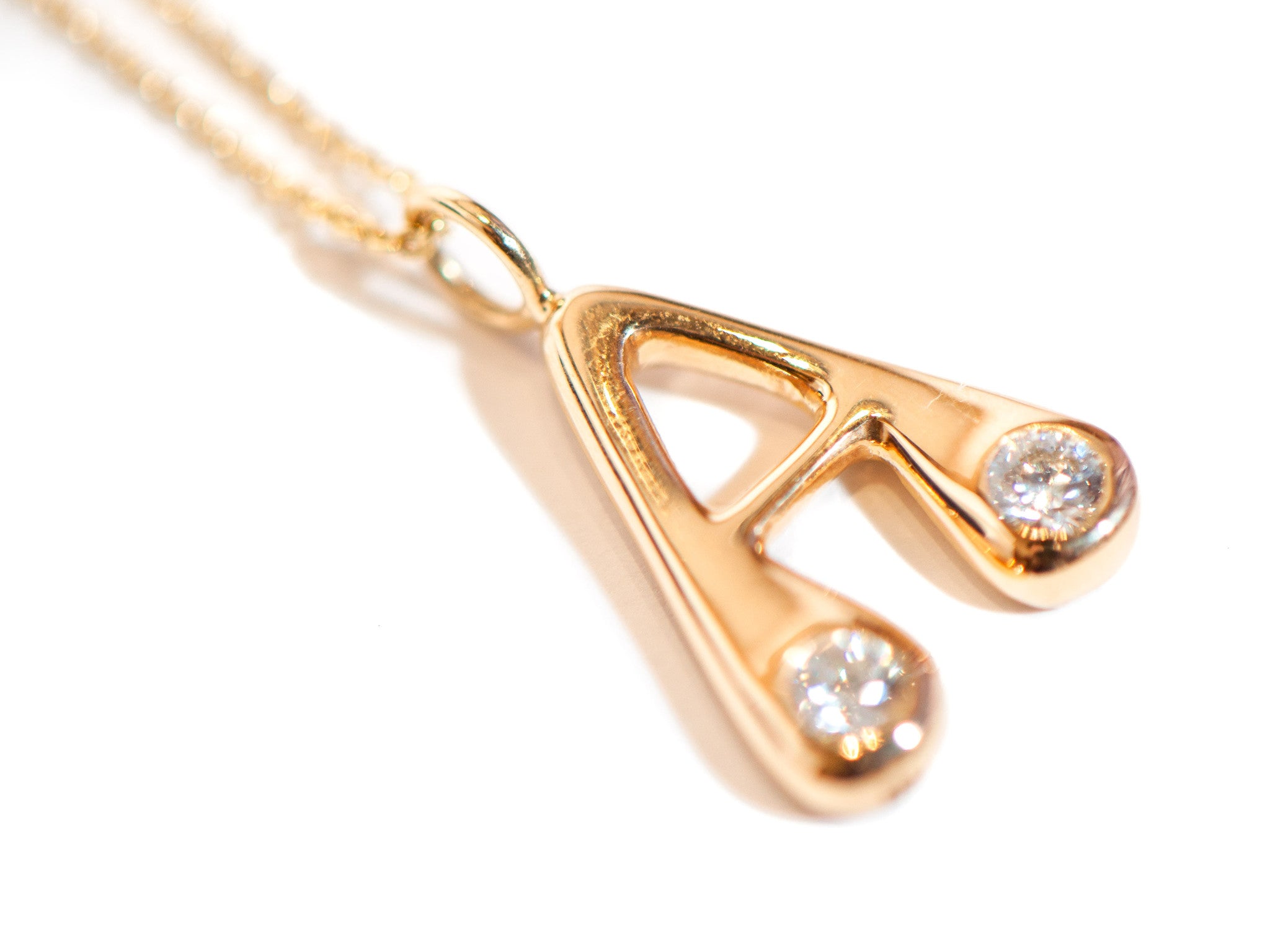 BUBBLE LETTER DIAMOND NECKLACE  A