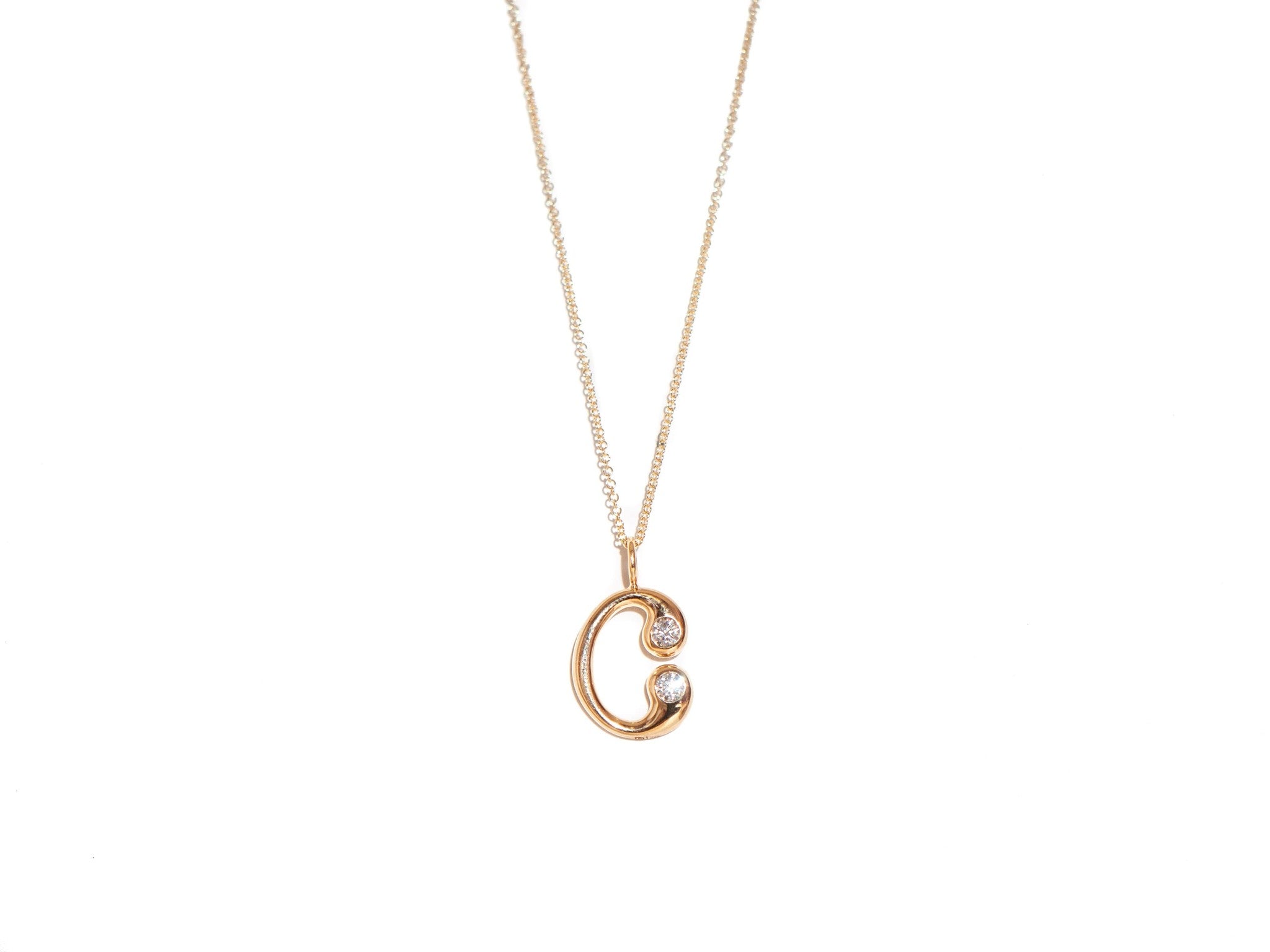 BUBBLE LETTER DIAMOND NECKLACE  C