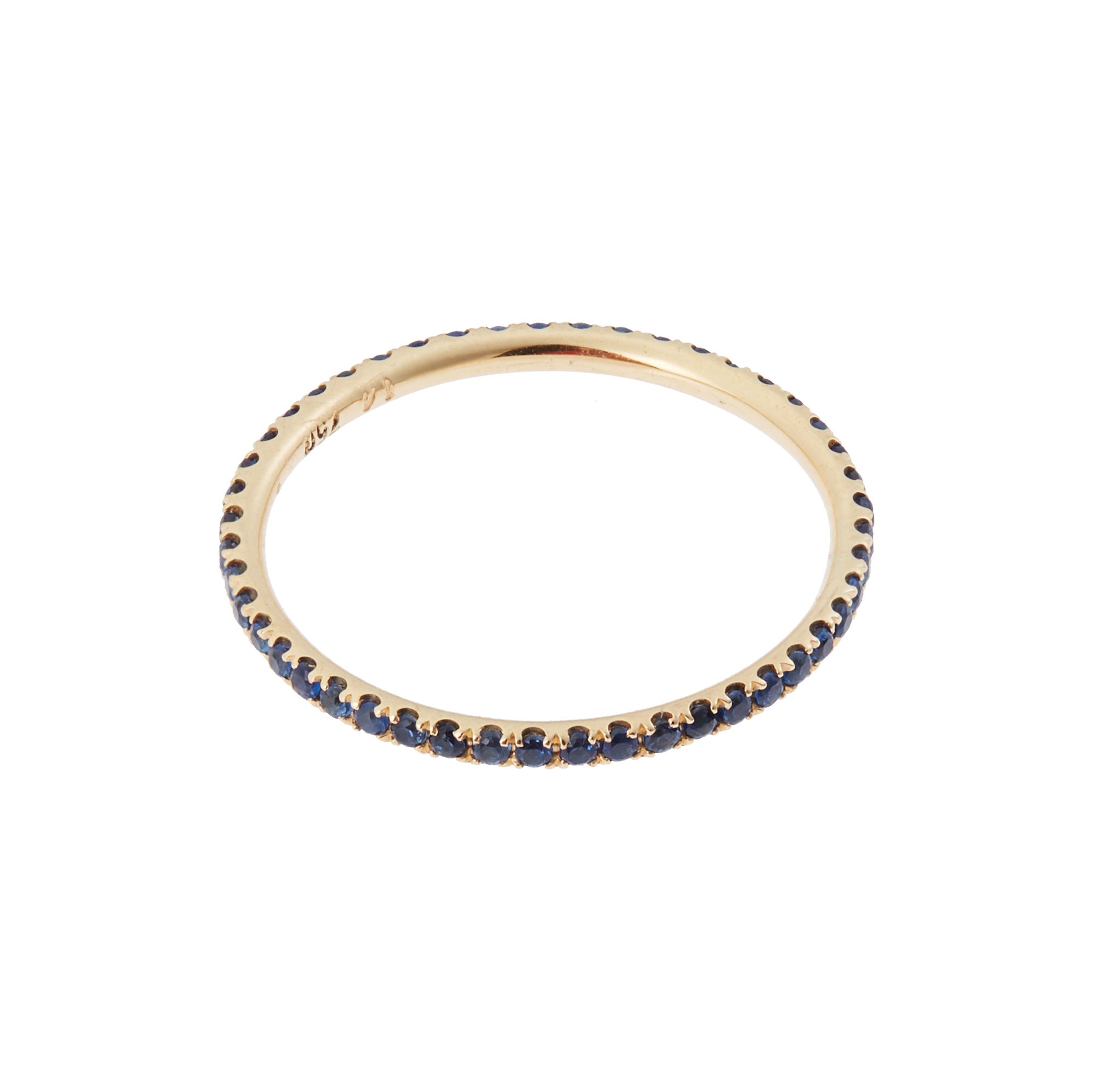 BLUE SAPPHIRE  & YELLOW GOLD THREAD RING - SIZE 5