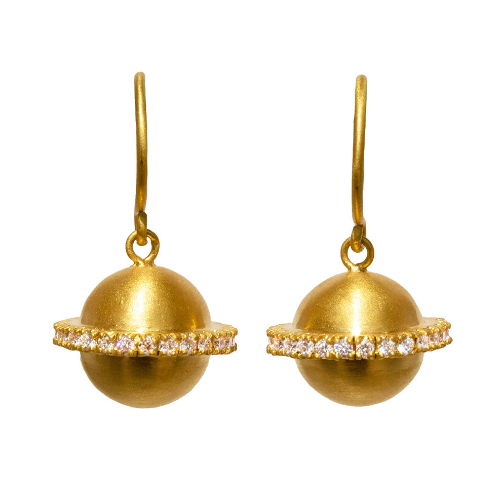 DIAMOND & GOLD ORB EARRINGS