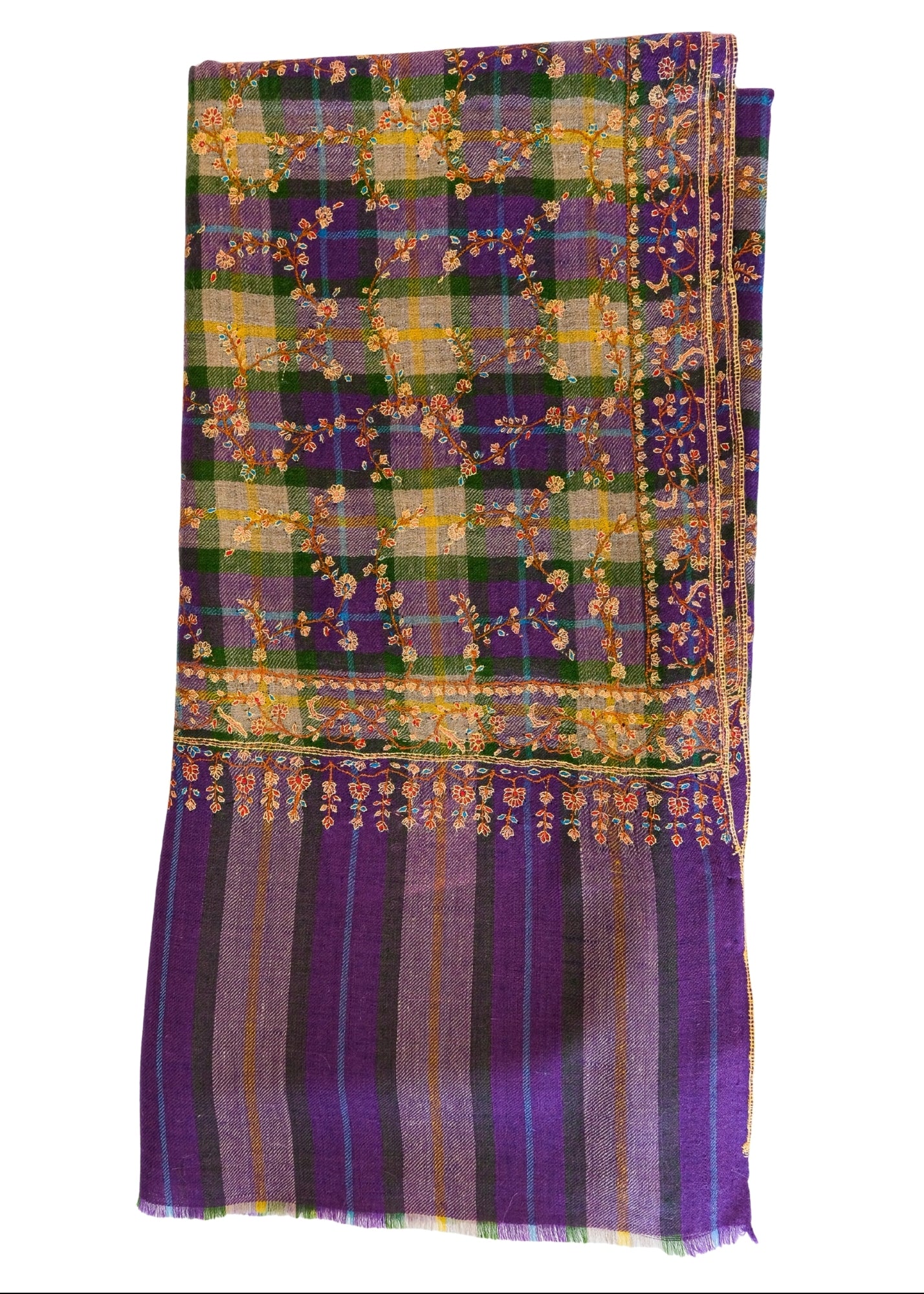 YASER | CHECK FLORAL SHAWL