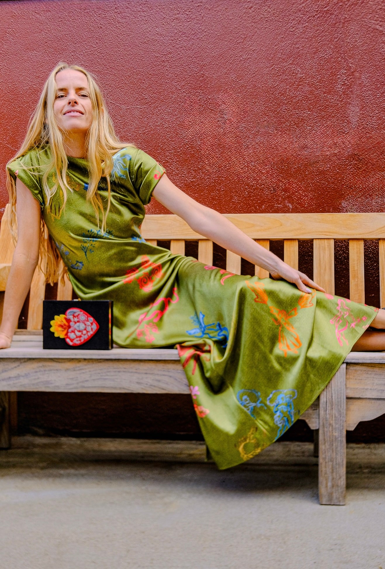 ALEJANDRA ALONSO ROJAS | GREEN PRINT NAUSHEEN DRESS