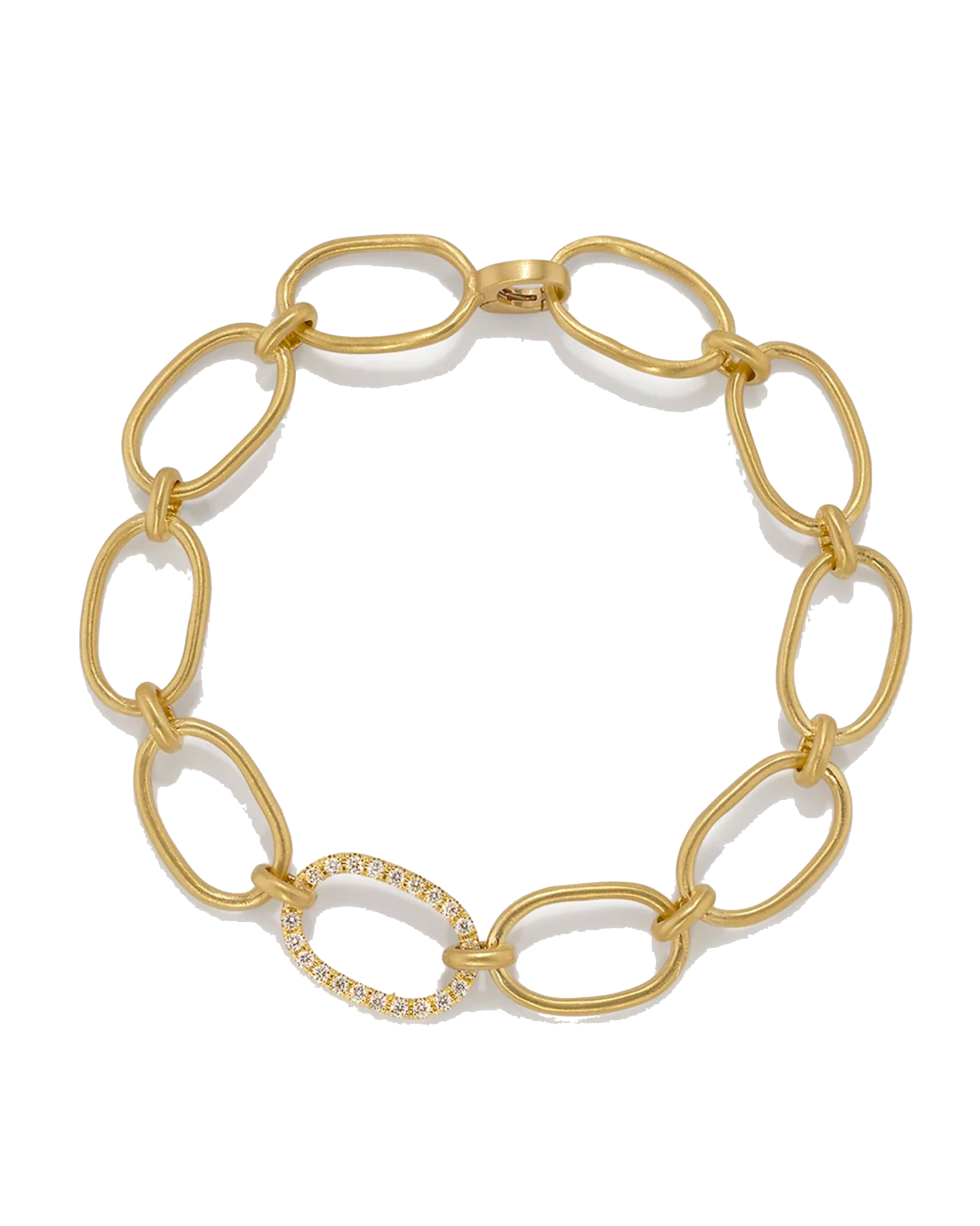 YELLOW GOLD AND DIAMOND LARGE LINK BRACELET