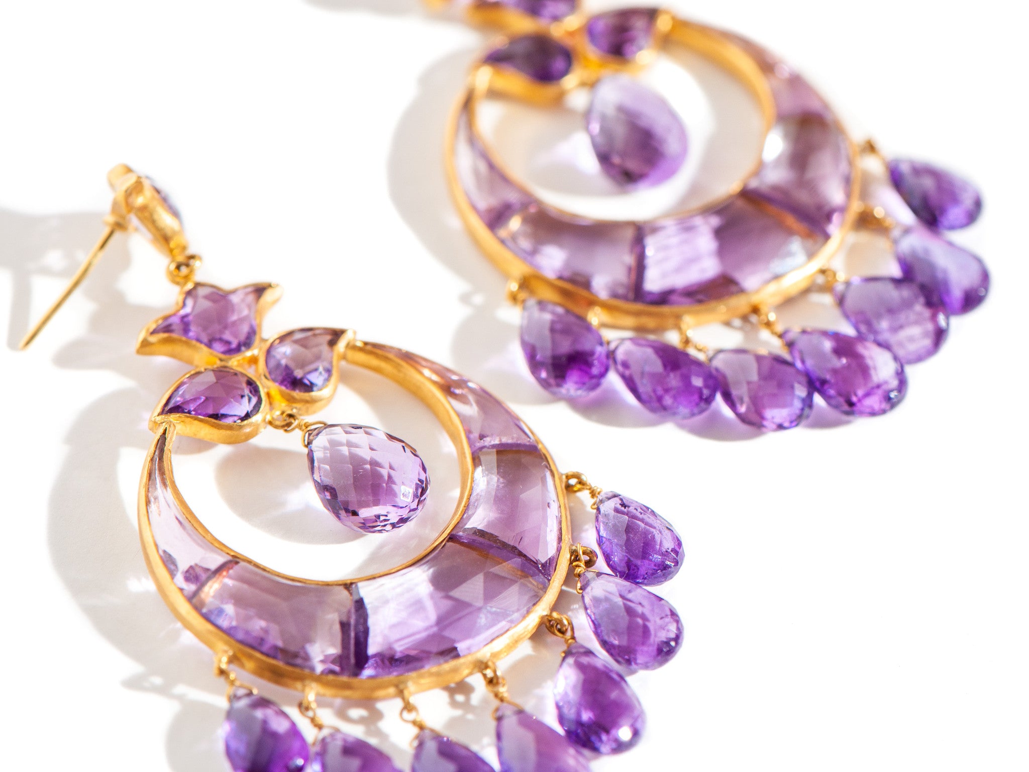 AMYTHYST CRESCENT EARRINGS