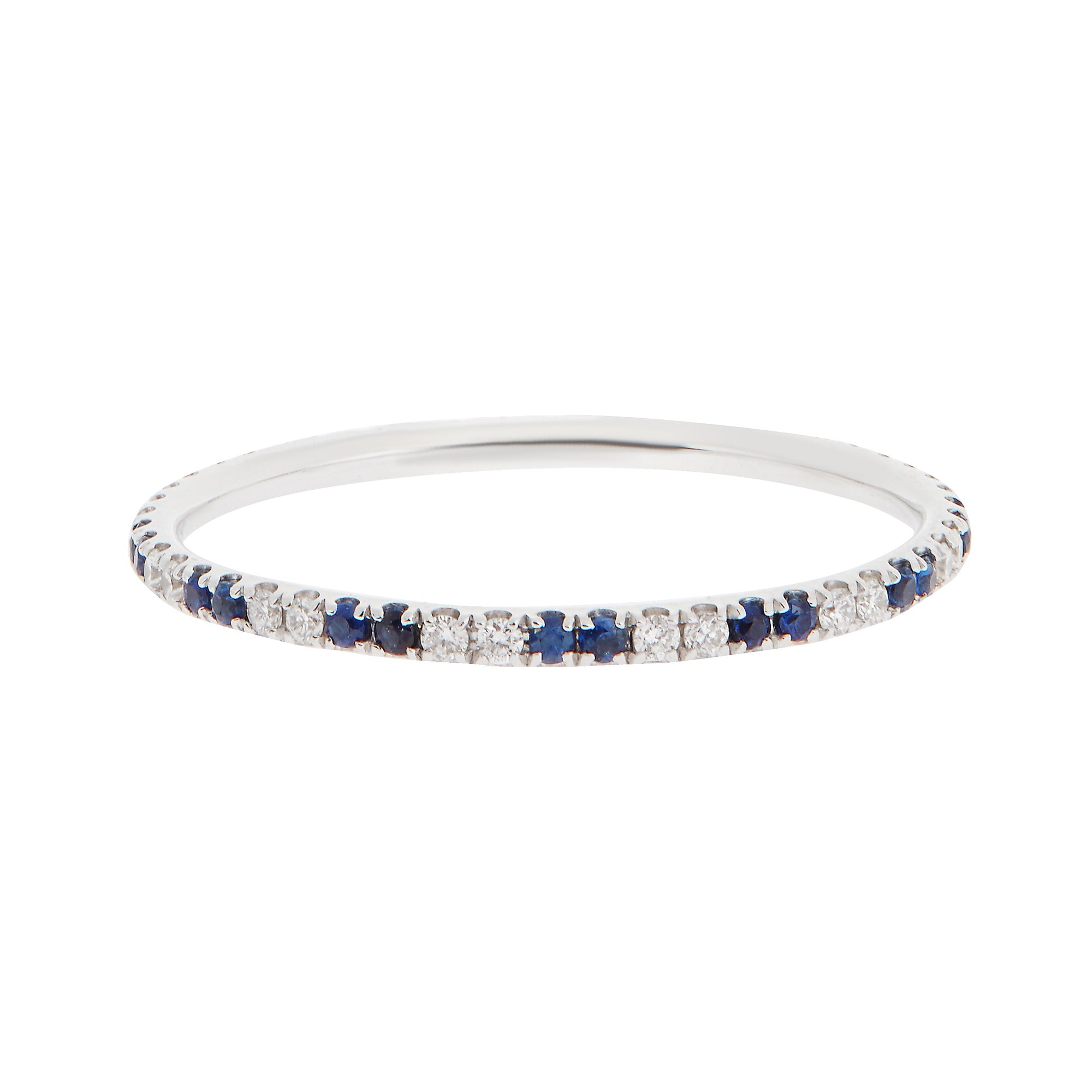 WHITE DIAMOND & BLUE SAPPHIRE THREAD RING