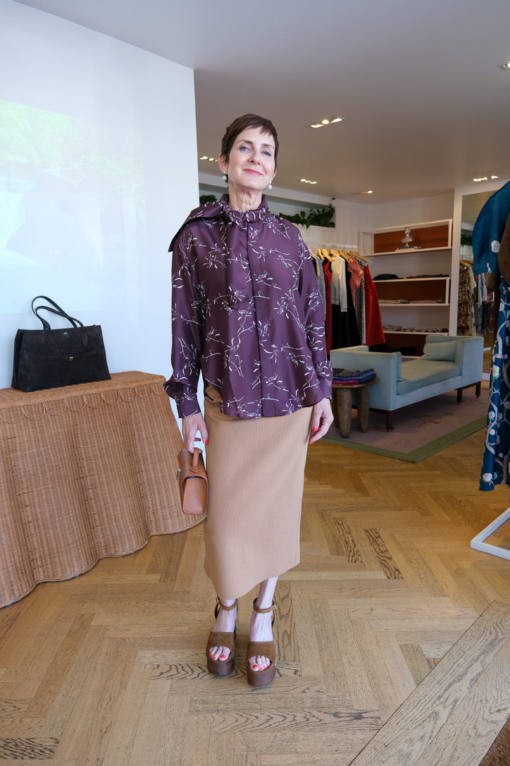 PLAN C | PRINTED BLOUSE WITH TIE