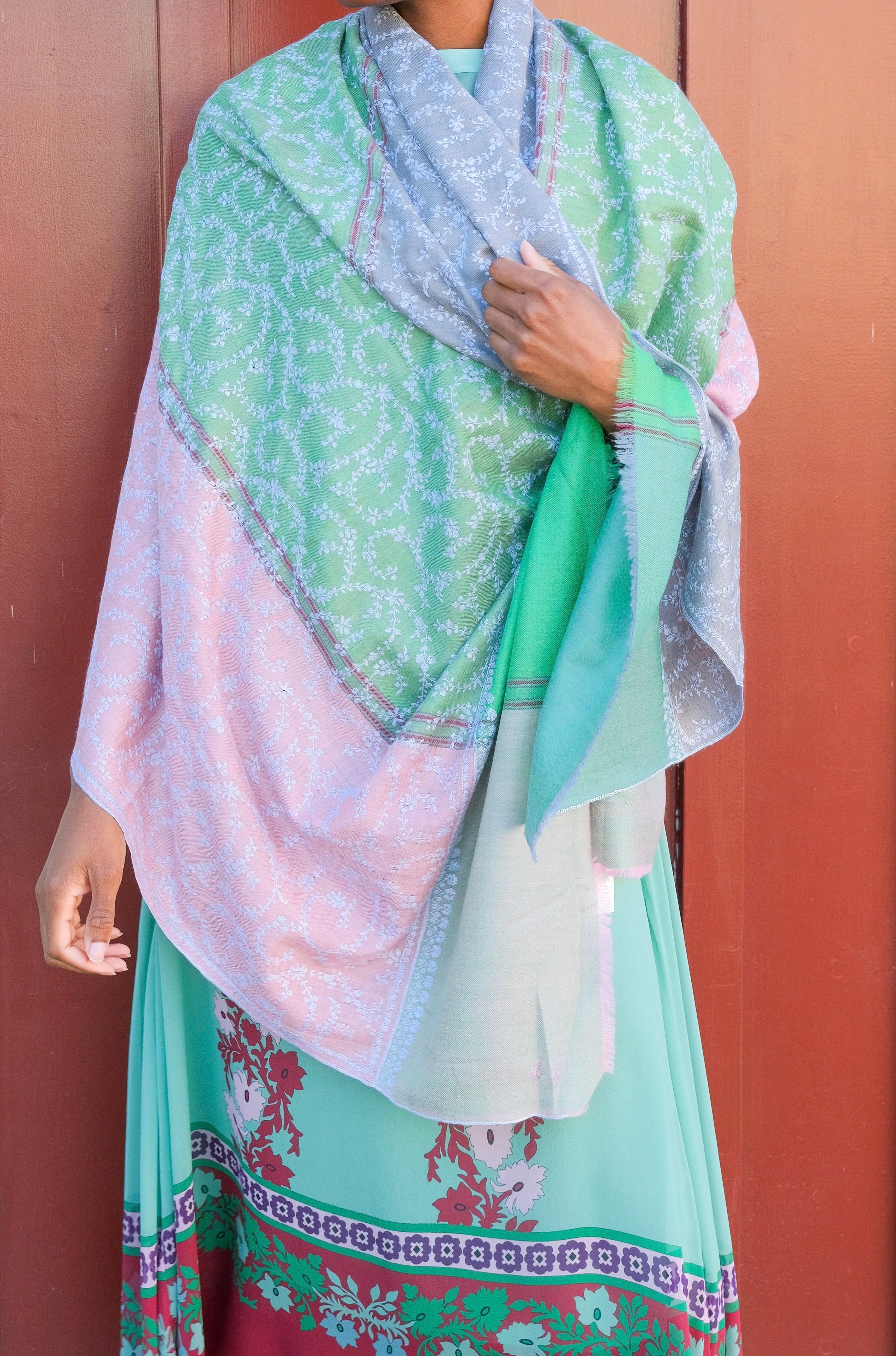 YASER | THREE TONE INTRICATE SWIRL SHAWL