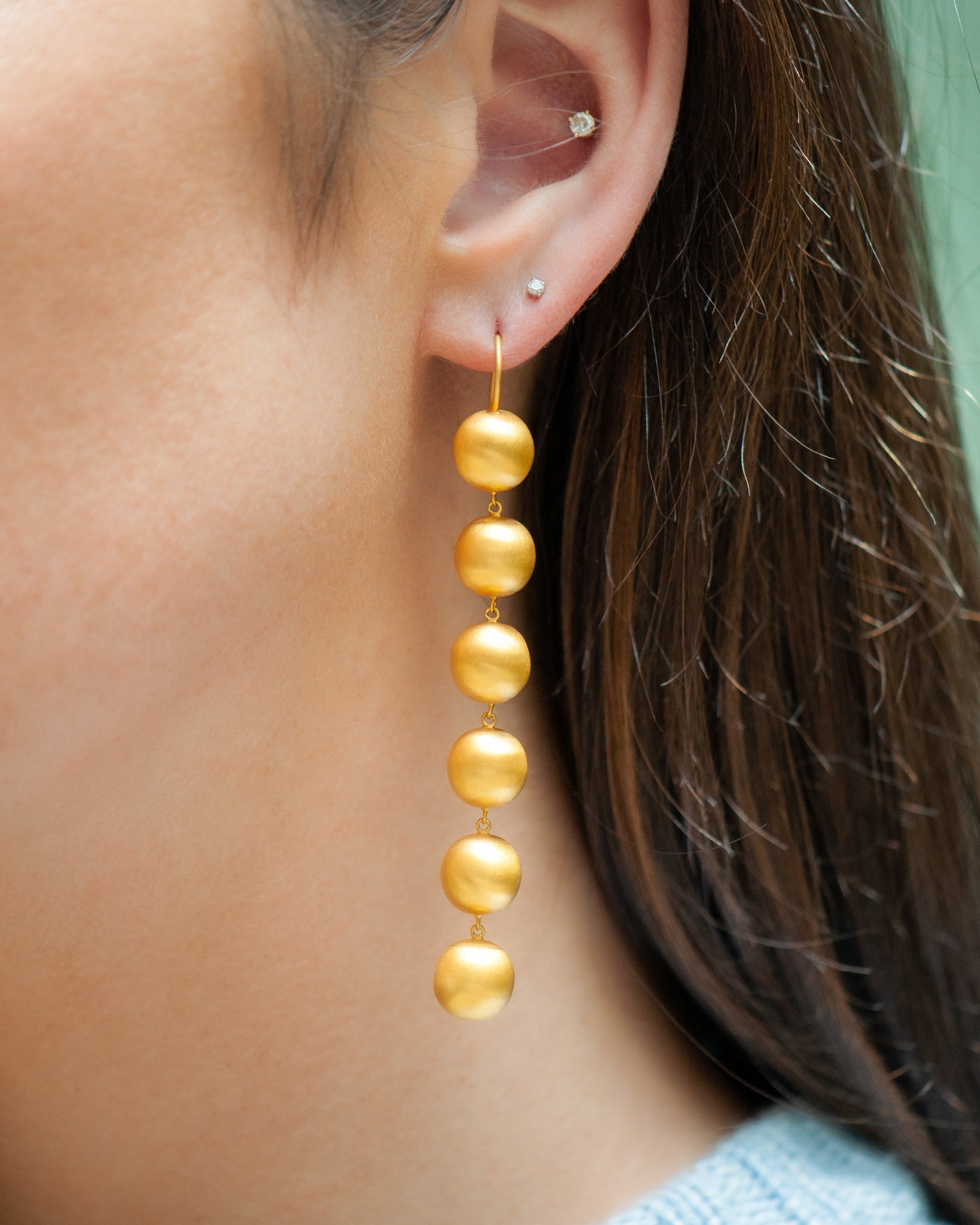 6-DROP GOLD RIVIERES EARRINGS