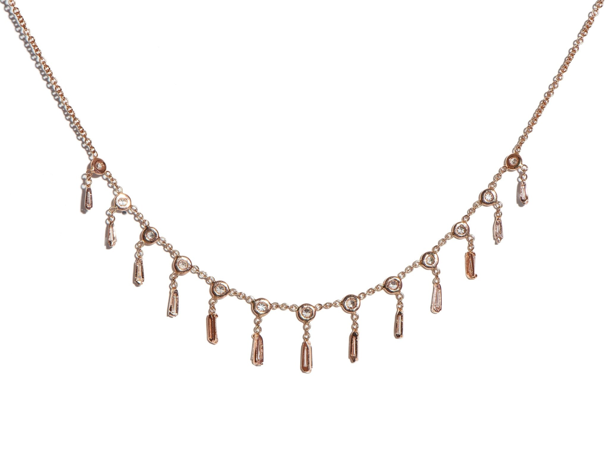 ROUND AND BAGUETTE DIAMOND SHAKER NECKLACE