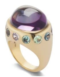 BRENT AMETHYST CABOCHON AND MULTI SAPPHIRE RING