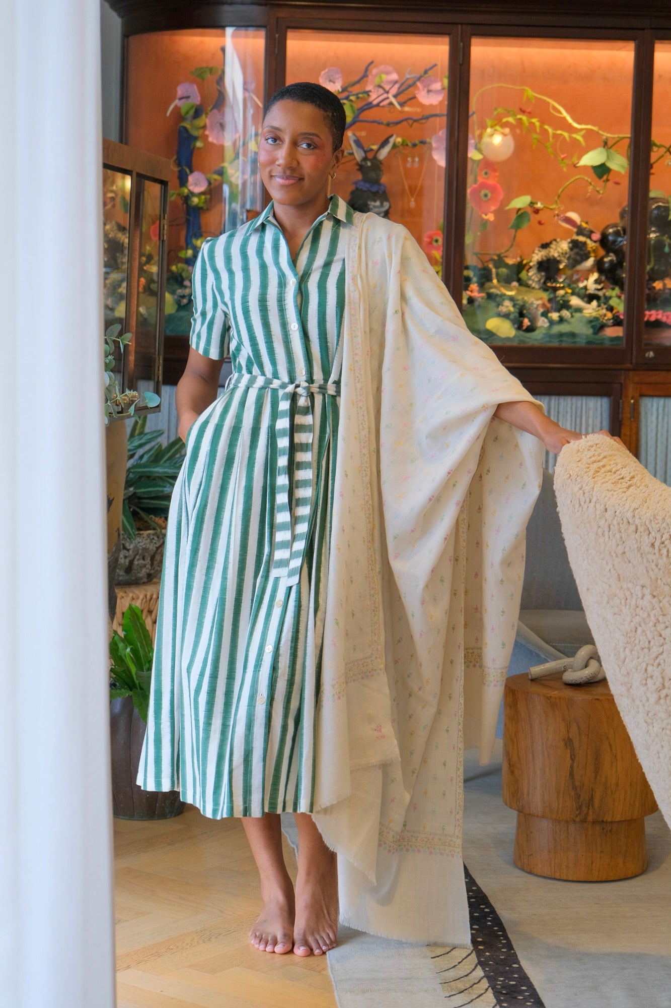 EMPORIO SIRENUSE | STRIPED CLAUDIA IKAT STRIPED SHIRTDRESS