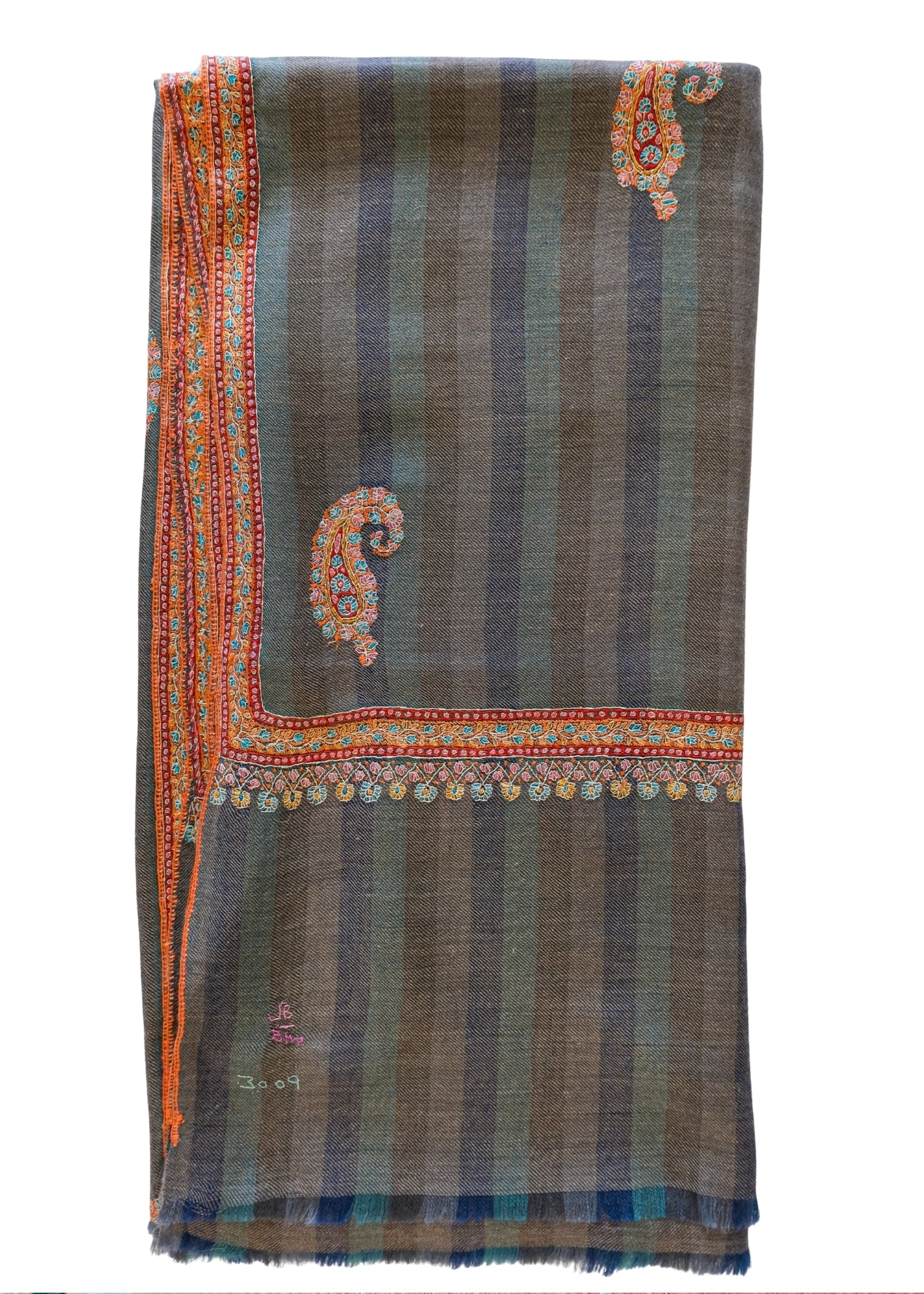YASER | STRIPE PAISLEY EMBROIDERED SHAWL