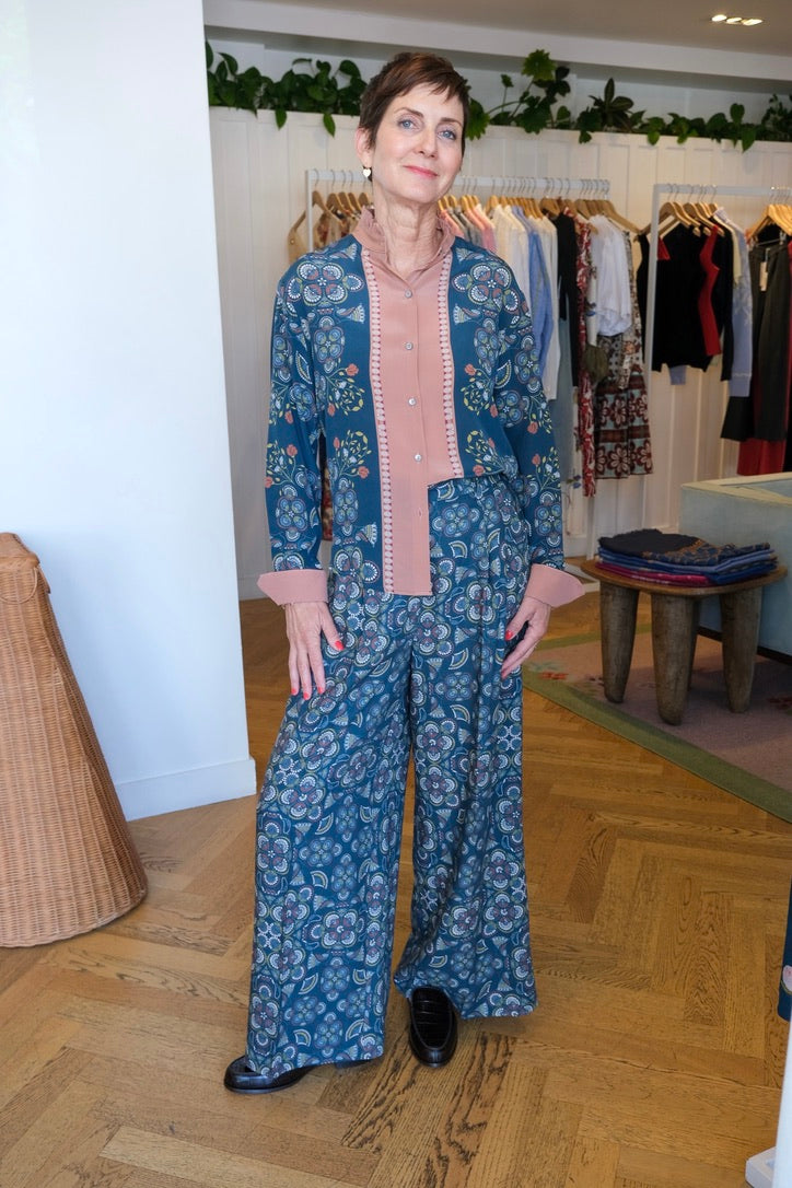 FRANCO FERRARI | LONG SLEEVE SILK PRINTED BLOUSE