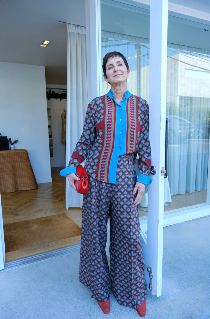 FRANCO FERRARI | LONG SLEEVE SILK PRINTED BLOUSE