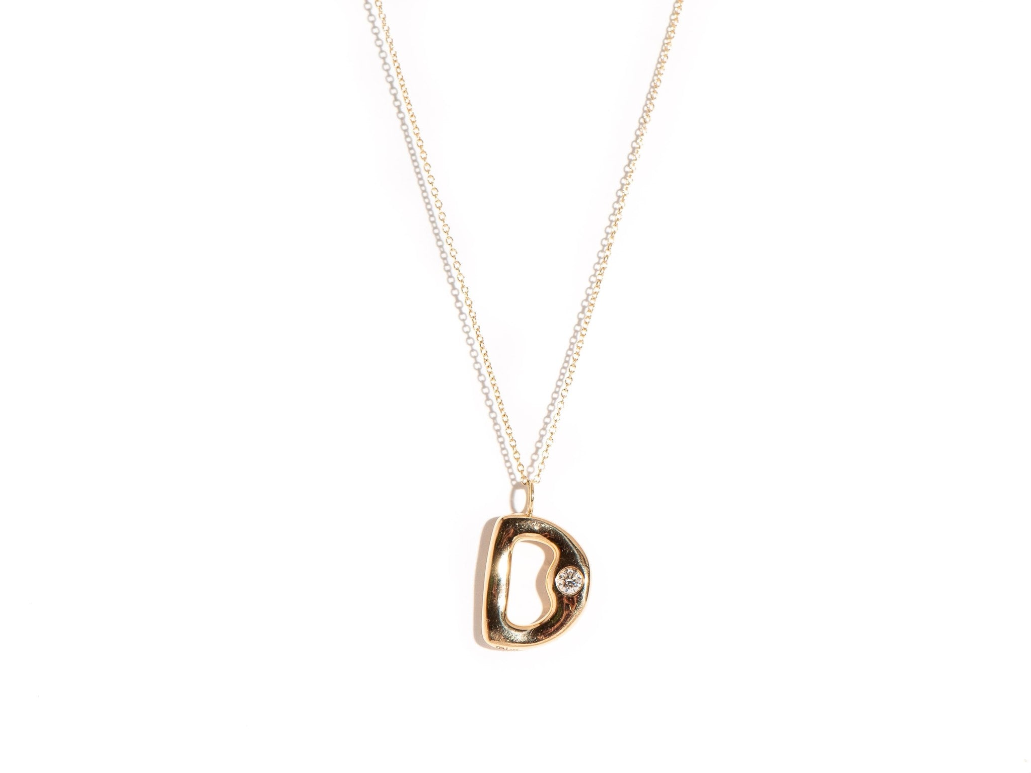 BUBBLE LETTER DIAMOND NECKLACE  D