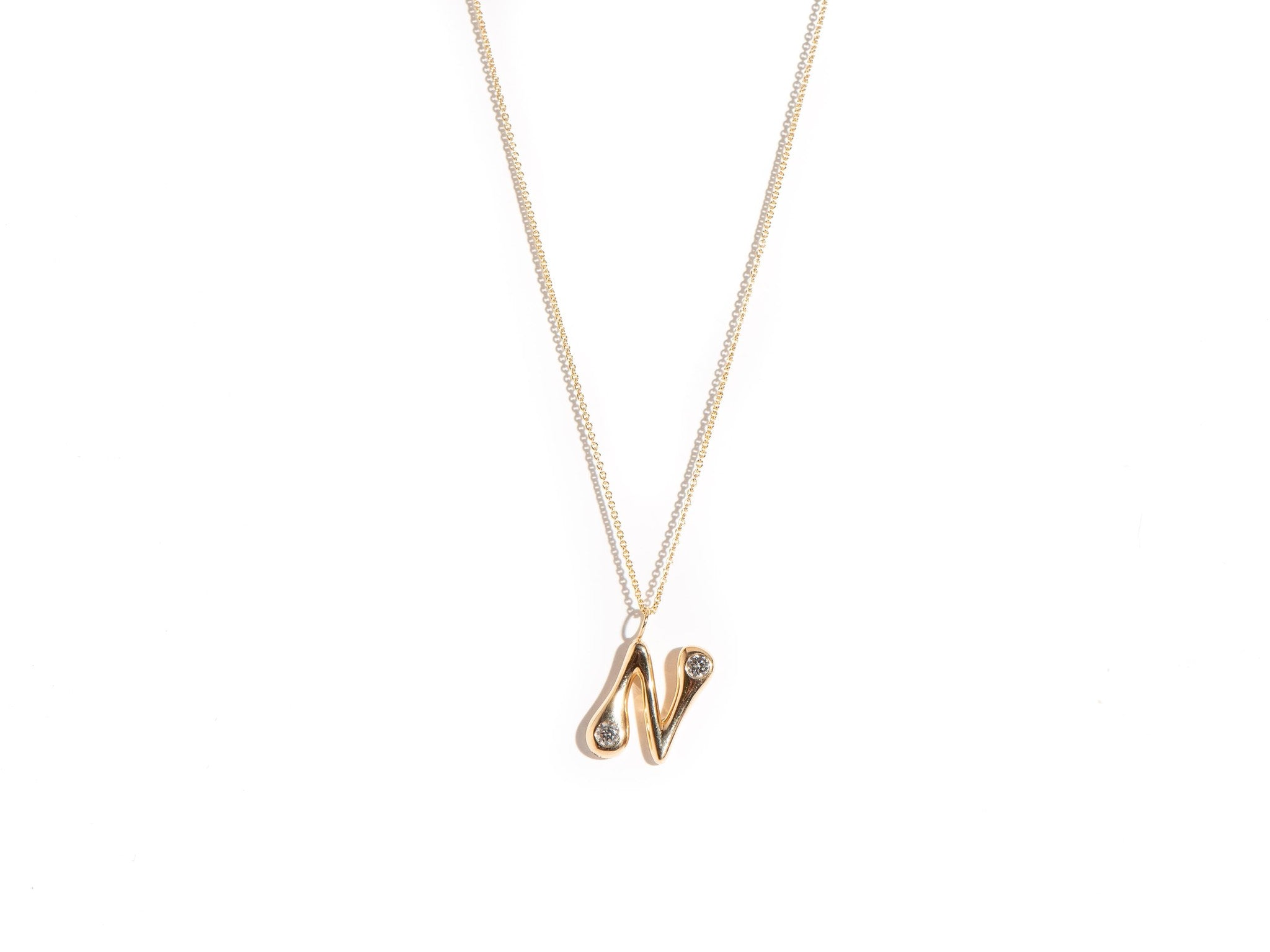 BUBBLE LETTER DIAMOND NECKLACE  N