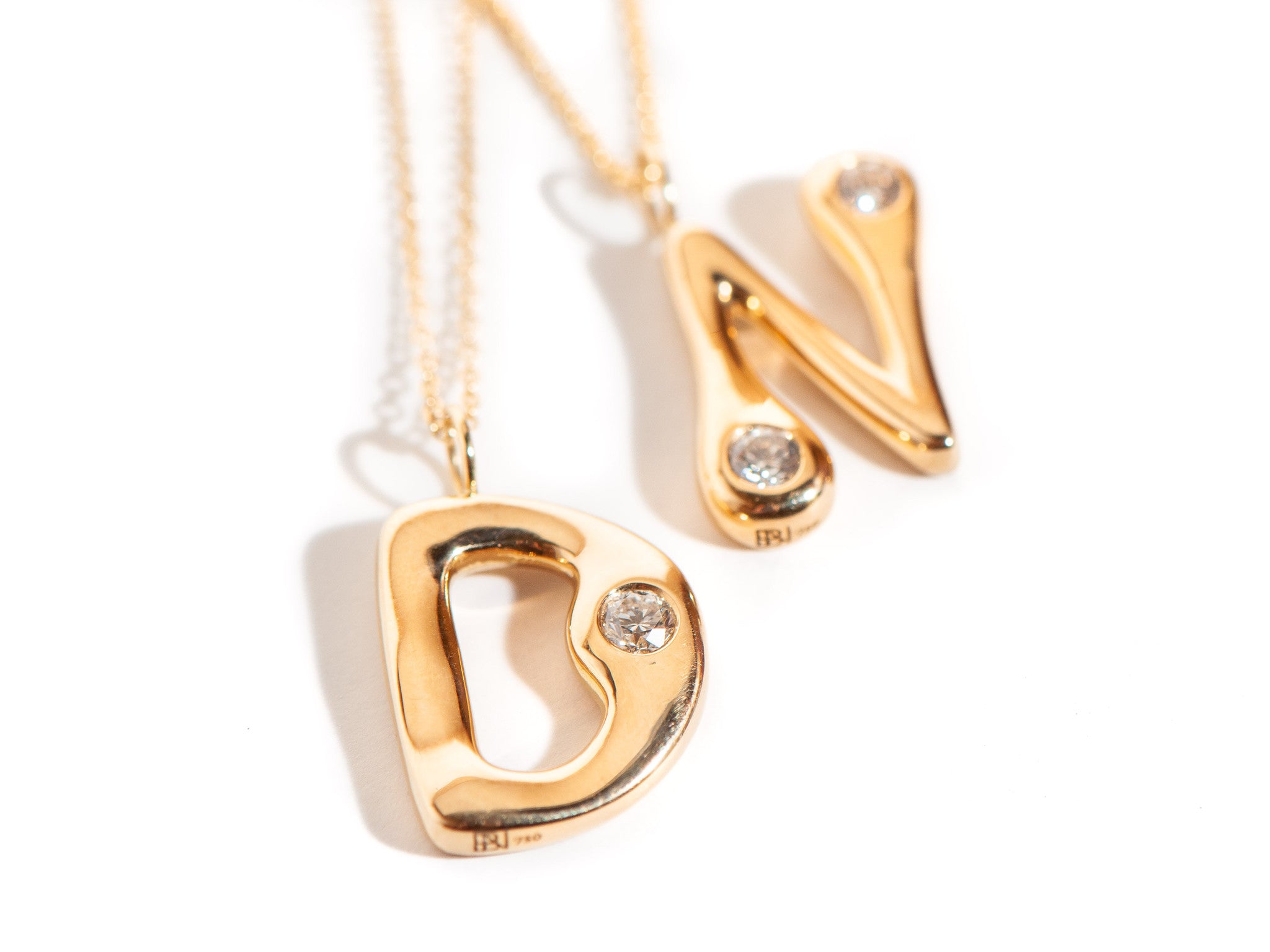 BUBBLE LETTER DIAMOND NECKLACE  A