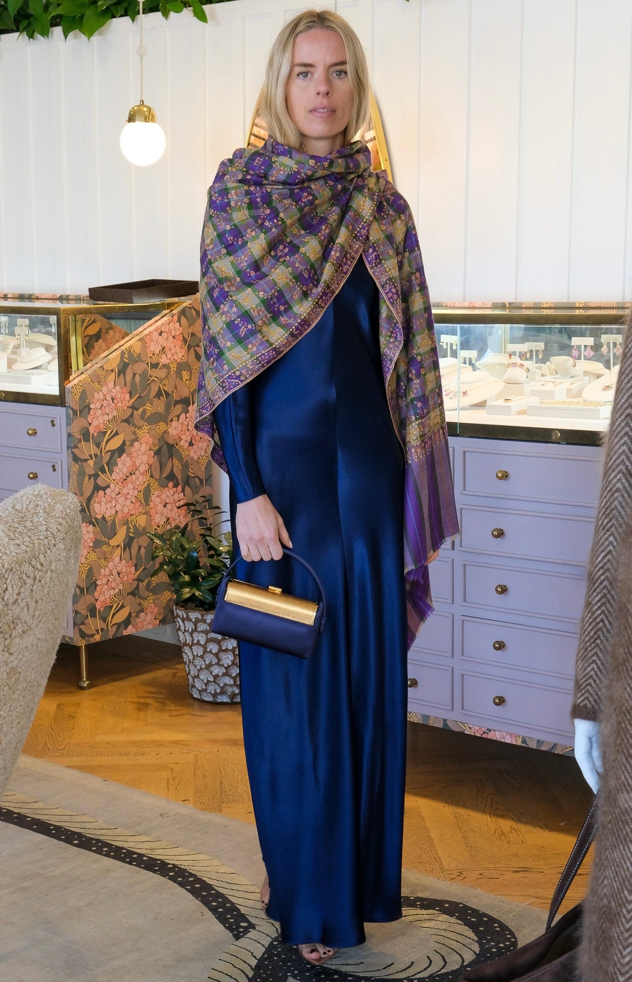 YASER | CHECK FLORAL SHAWL