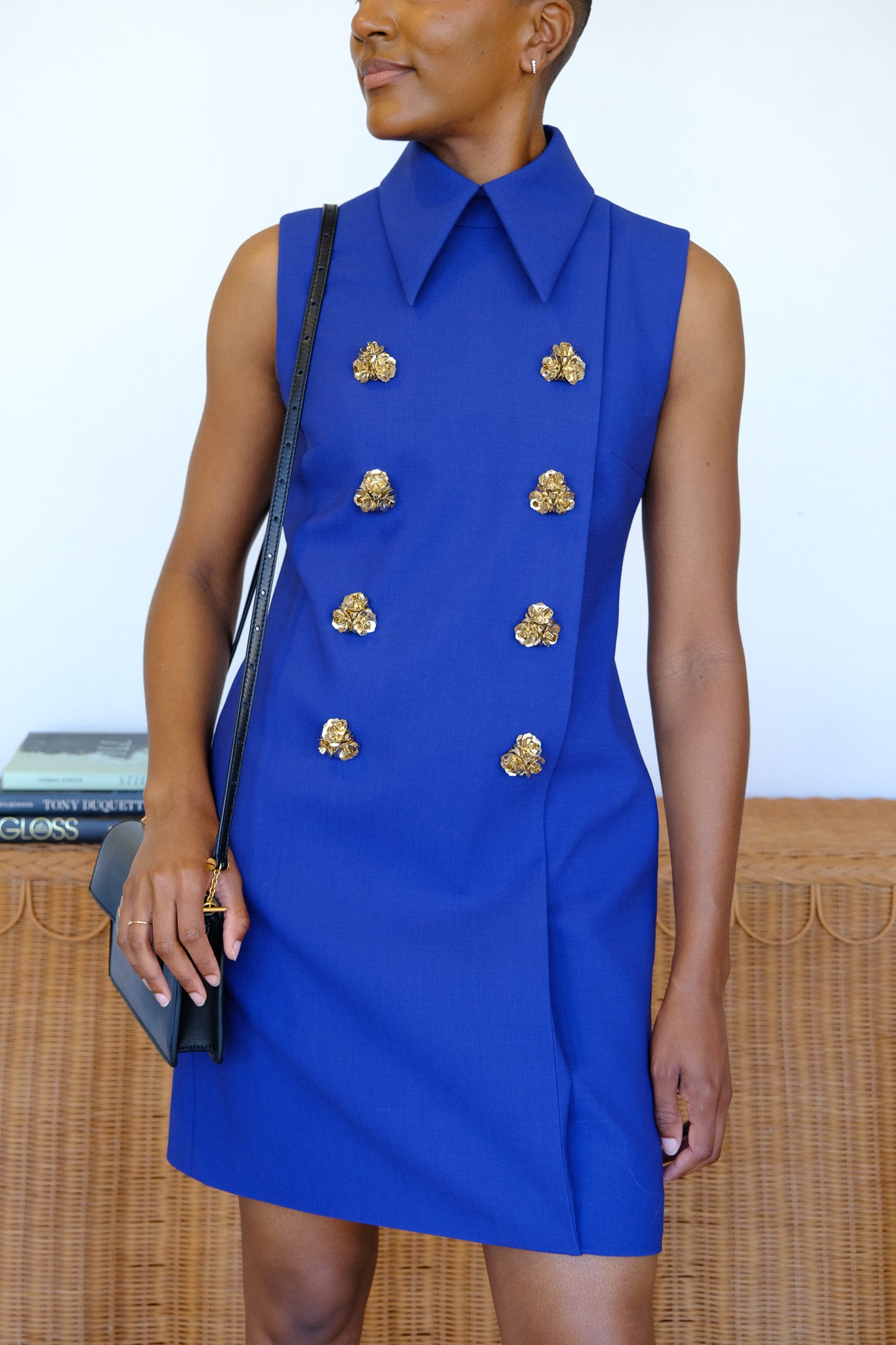 CAROLINA HERRERA | DOUBLE BREASTED SHIFT MINI DRESS