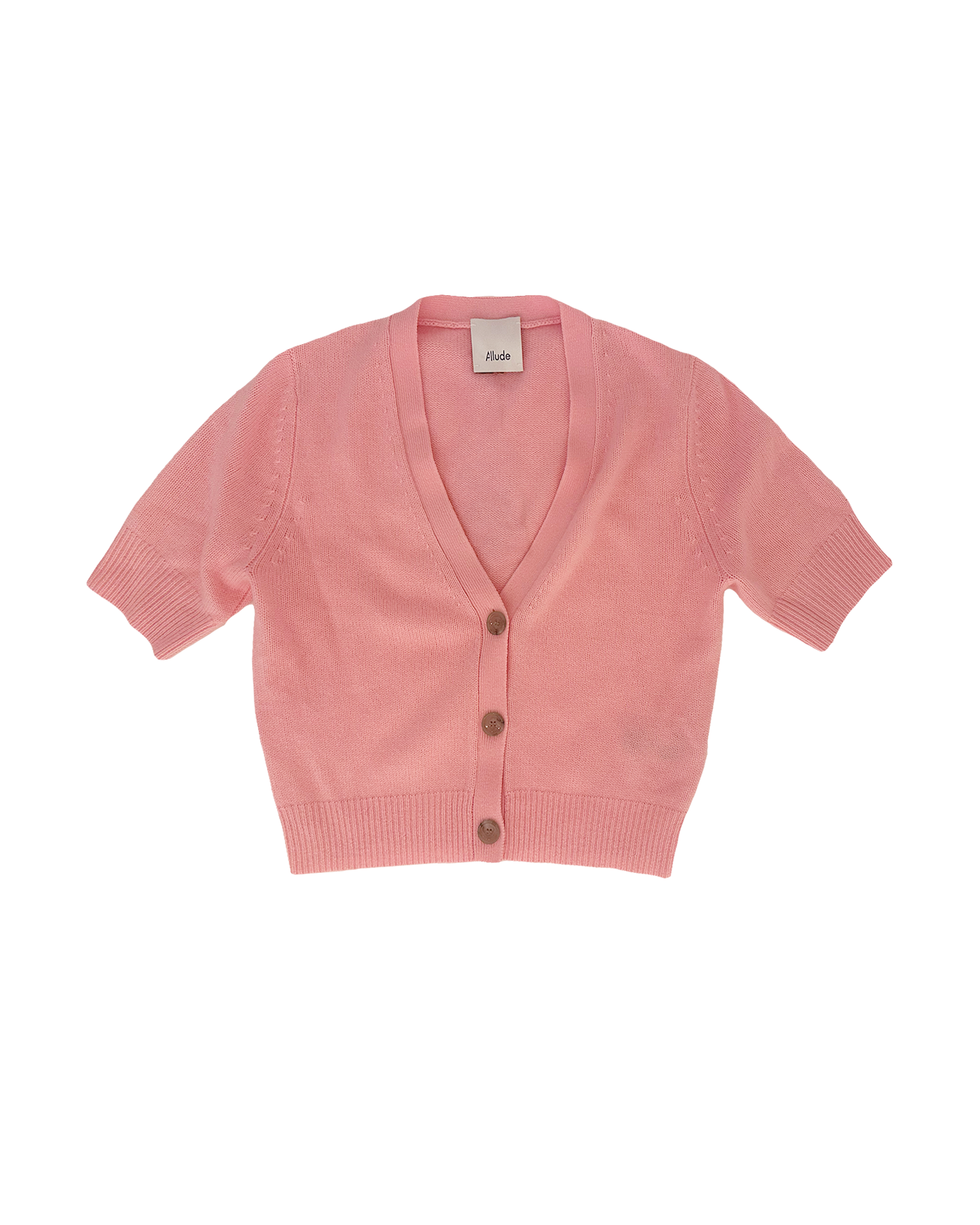 ALLUDE | SHORT SLEEVE V-NECK CROPPED CARDIGAN