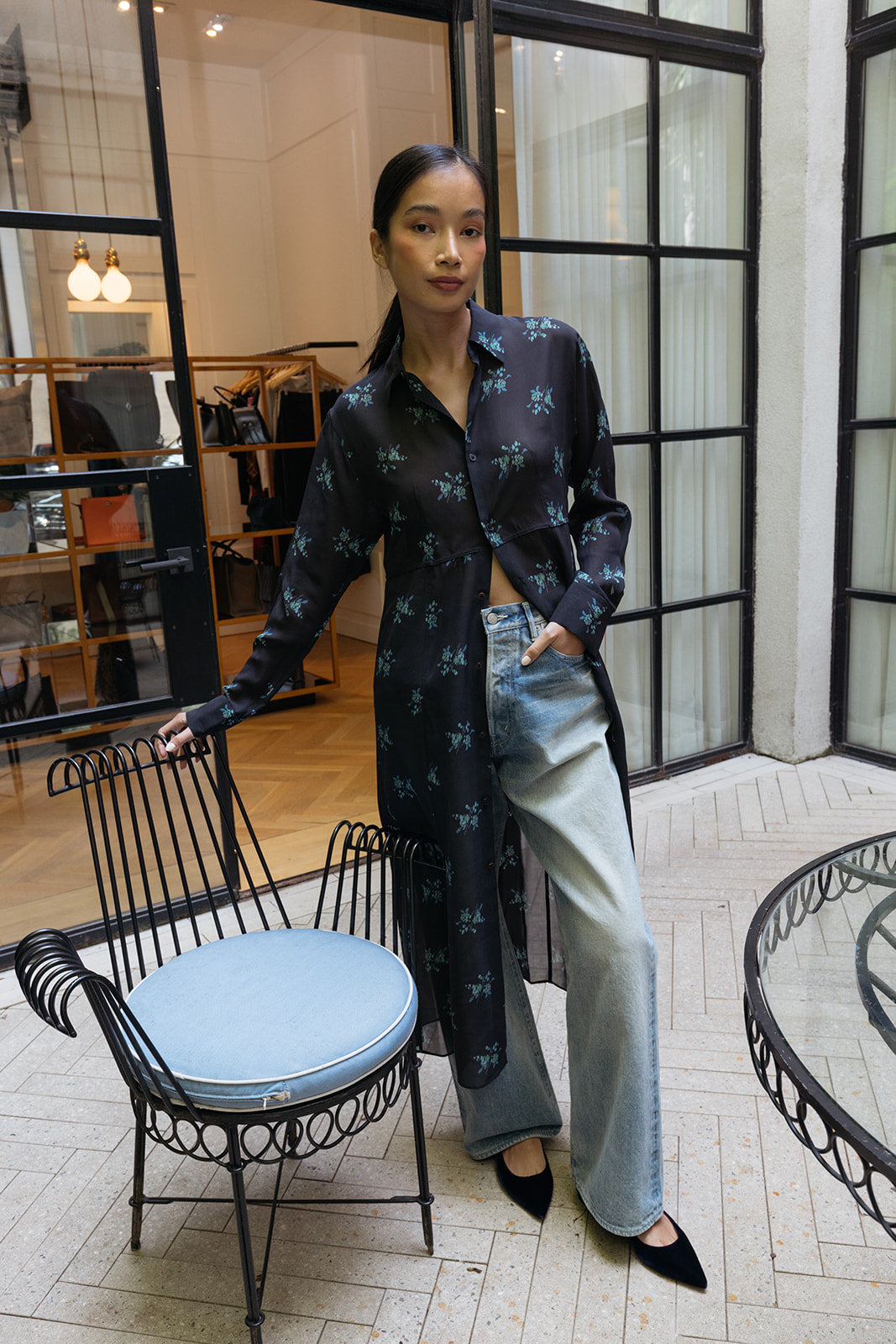 AURALEE | PRINTED AIRY SE GEORGETTE MIDI DRESS | WOMEN'S LUXURY DESIGNER CLOTHING, SHOES, HANDBAGS & JEWELRY | CAPITOL CHARLOTTE, NC & BRENTWOOD, CA