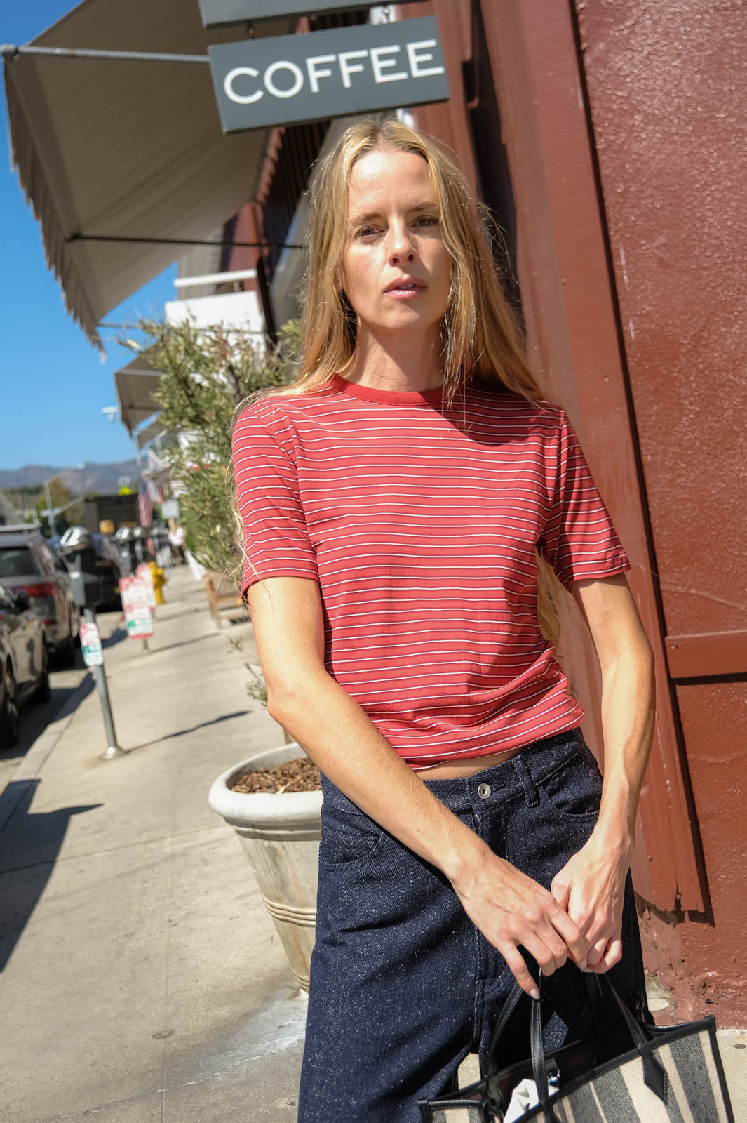 AURALEE | SOFT WOOL STRIPE TSHIRT | WOMEN'S LUXURY DESIGNER CLOTHING, SHOES, HANDBAGS & JEWELRY | CAPITOL CHARLOTTE, NC & BRENTWOOD, CA