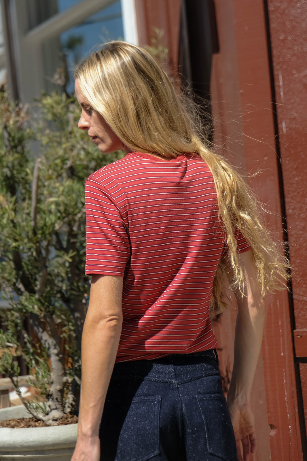 AURALEE | SOFT WOOL STRIPE TSHIRT | WOMEN'S LUXURY DESIGNER CLOTHING, SHOES, HANDBAGS & JEWELRY | CAPITOL CHARLOTTE, NC & BRENTWOOD, CA