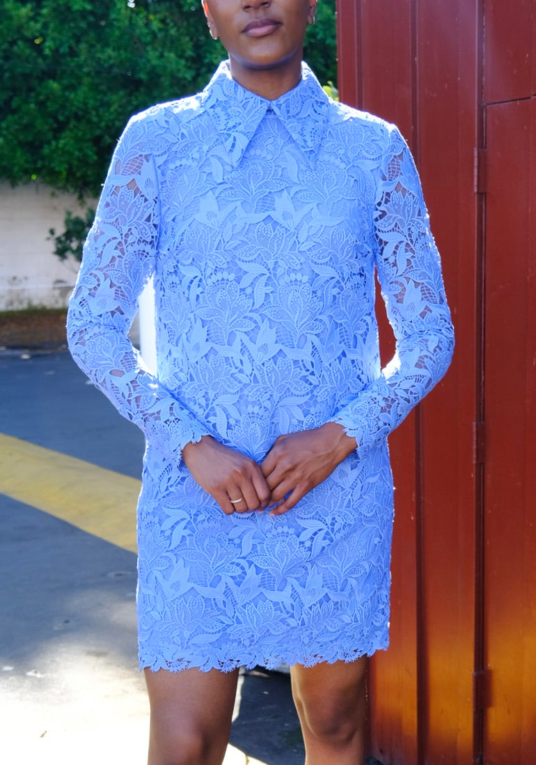 CAROLINA HERRERA | LACE COLLARED SHIFT DRESS
