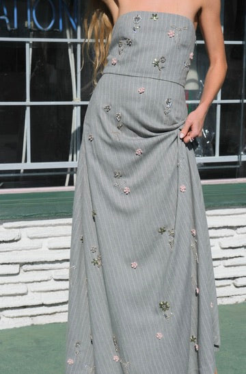 BERNADETTE | EMBELLISHED PINSTRIPE CASWELL DRESS | WOMEN'S LUXURY DESIGNER CLOTHING, SHOES, HANDBAGS & JEWELRY | CAPITOL CHARLOTTE, NC & BRENTWOOD, CA