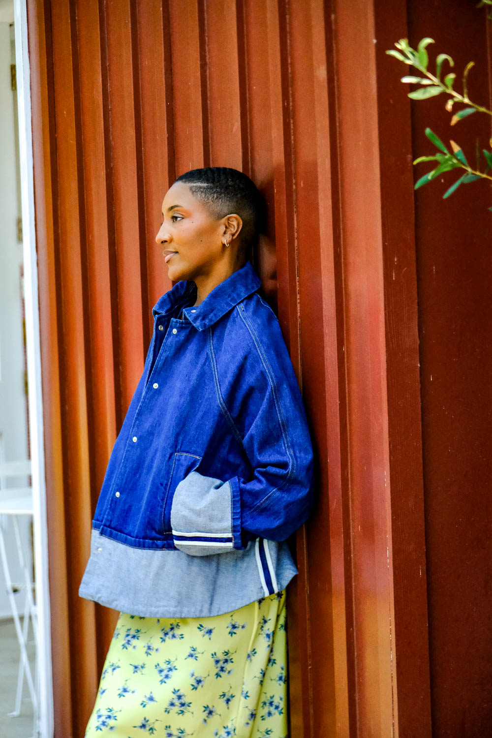 BRANDON MAXWELL | DENIM WELLS TRAPEZE JACKET | WOMEN'S LUXURY DESIGNER CLOTHING, SHOES, HANDBAGS & JEWELRY | CAPITOL CHARLOTTE, NC & BRENTWOOD, CA
