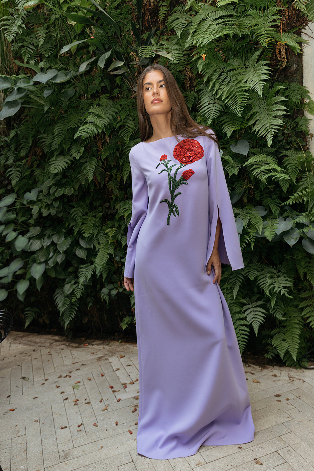 CAROLINA HERRERA | EMBELLISHED SPLIT SLV CAFTAN | WOMEN'S LUXURY DESIGNER CLOTHING, SHOES, HANDBAGS & JEWELRY | CAPITOL CHARLOTTE, NC & BRENTWOOD, CA