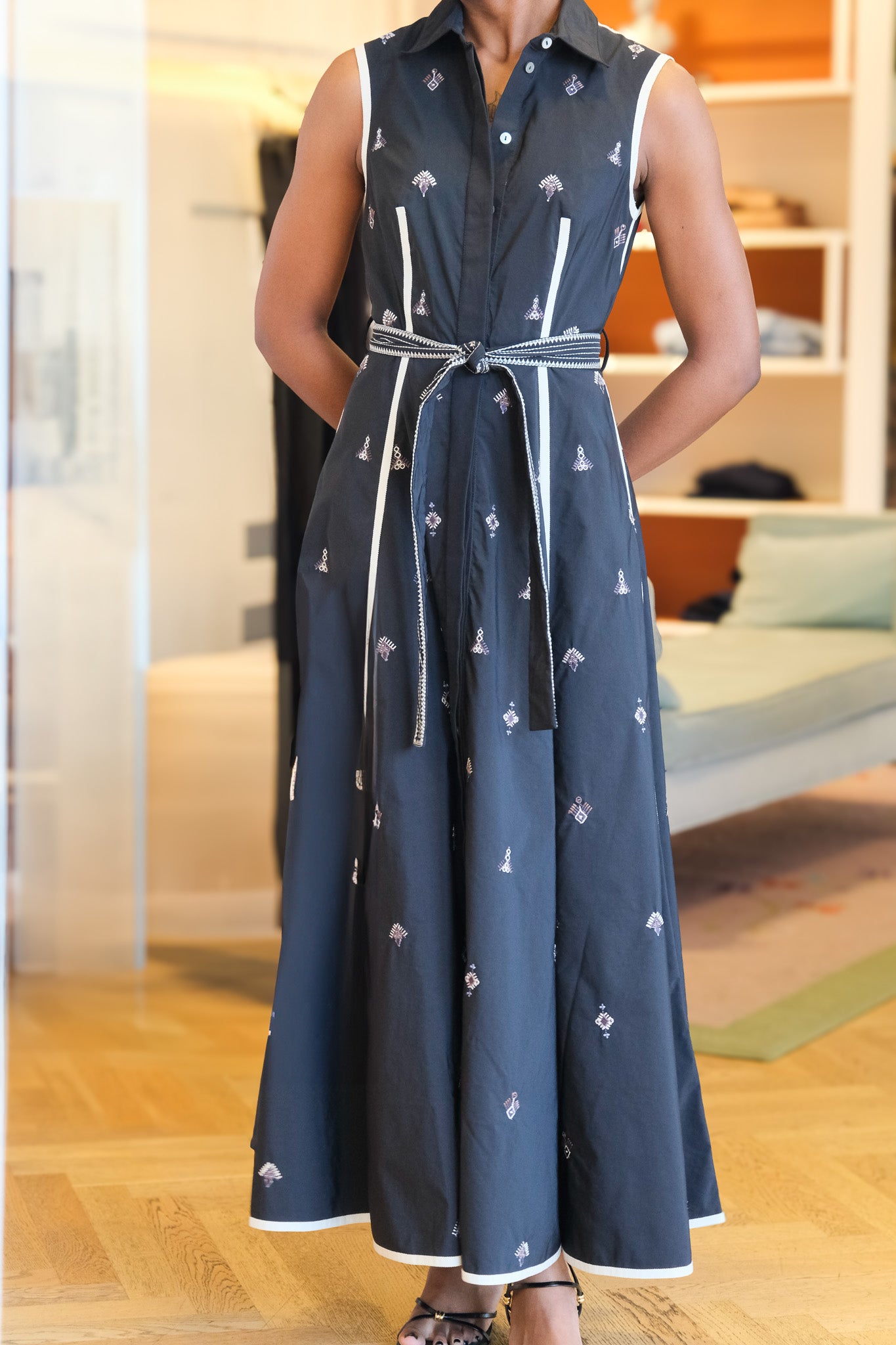 EMPORIO SIRENUSE | COLLARED BYZANTINE MIDI DRESS