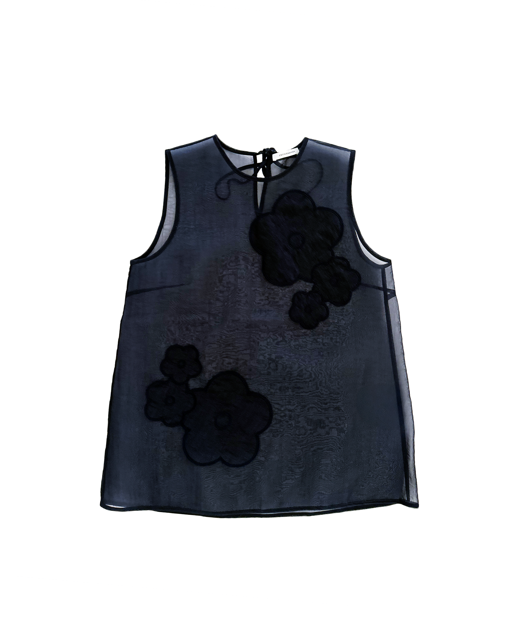 CECILIE BAHNSEN | SLEEVELESS SHEER FLORAL TOP