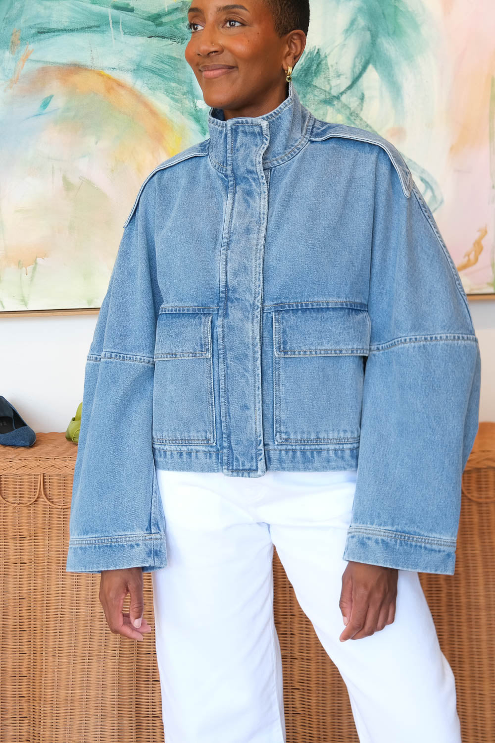 CHRISTIAN WIJNANTS | CROPPED DENIM JACKET | WOMEN'S LUXURY DESIGNER CLOTHING, SHOES, HANDBAGS & JEWELRY | CAPITOL CHARLOTTE, NC & BRENTWOOD, CA
