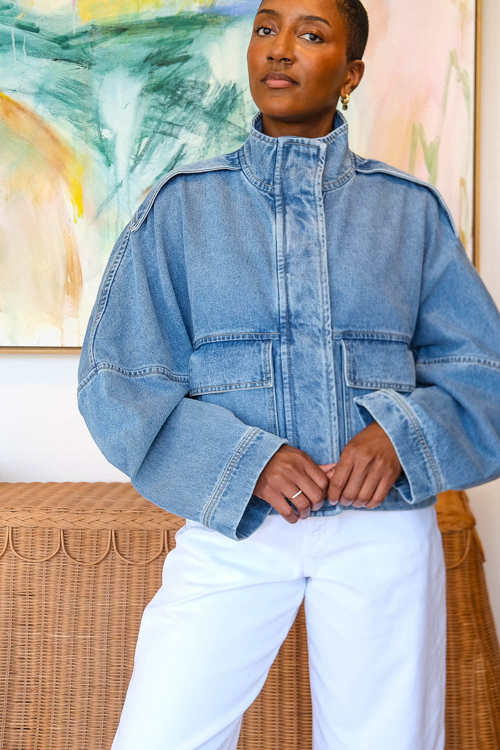 CHRISTIAN WIJNANTS | CROPPED DENIM JACKET | WOMEN'S LUXURY DESIGNER CLOTHING, SHOES, HANDBAGS & JEWELRY | CAPITOL CHARLOTTE, NC & BRENTWOOD, CA
