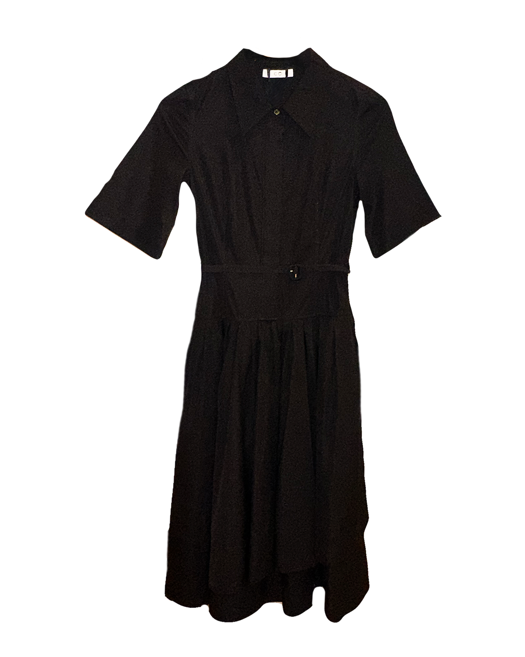 CO | SHORT SLEEVE COTTON BELTED MIDI DRESS