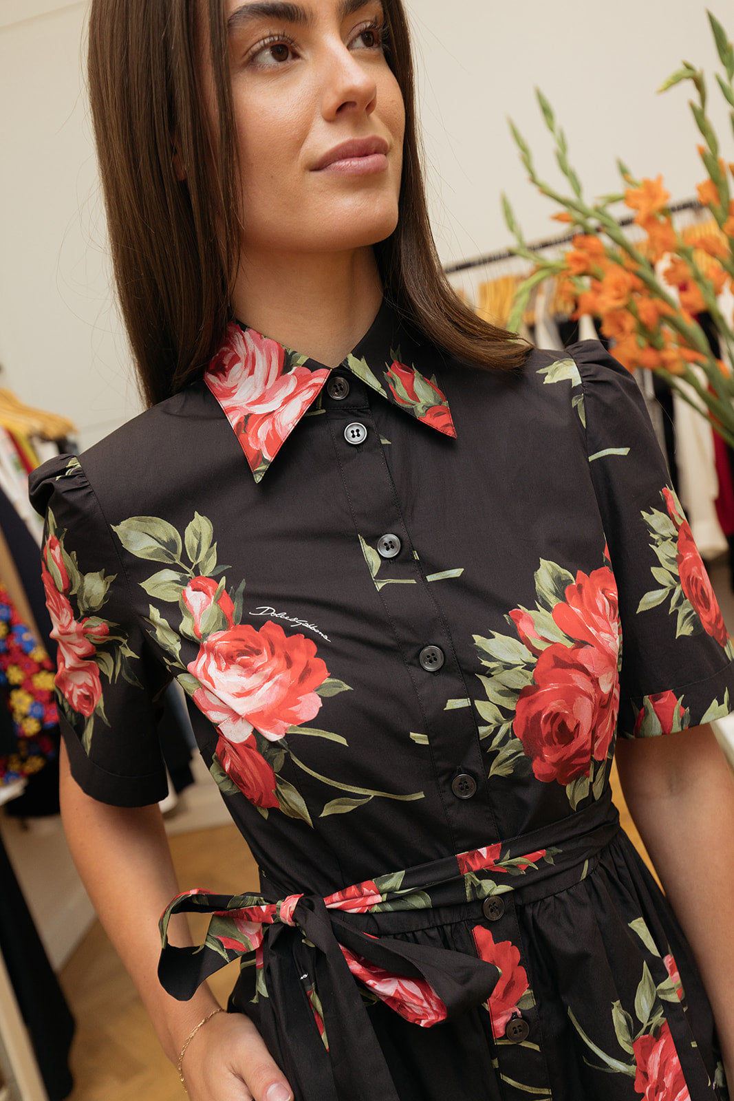 DOLCE & GABBANA | ROSE BOUQUET POPLIN SHIRT DRESS | WOMEN'S LUXURY DESIGNER CLOTHING, SHOES, HANDBAGS & JEWELRY | CAPITOL CHARLOTTE, NC & BRENTWOOD, CA
