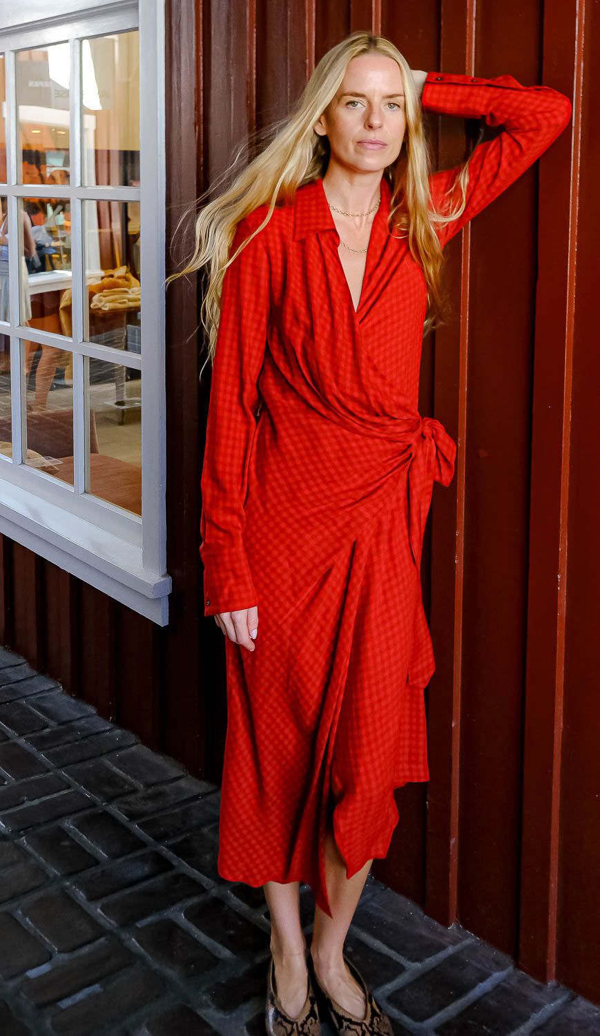 DRIES VAN NOTEN | GINGHAM WRAP DADEA MIDI DRESS | WOMEN'S LUXURY DESIGNER CLOTHING, SHOES, HANDBAGS & JEWELRY | CAPITOL CHARLOTTE, NC & BRENTWOOD, CA