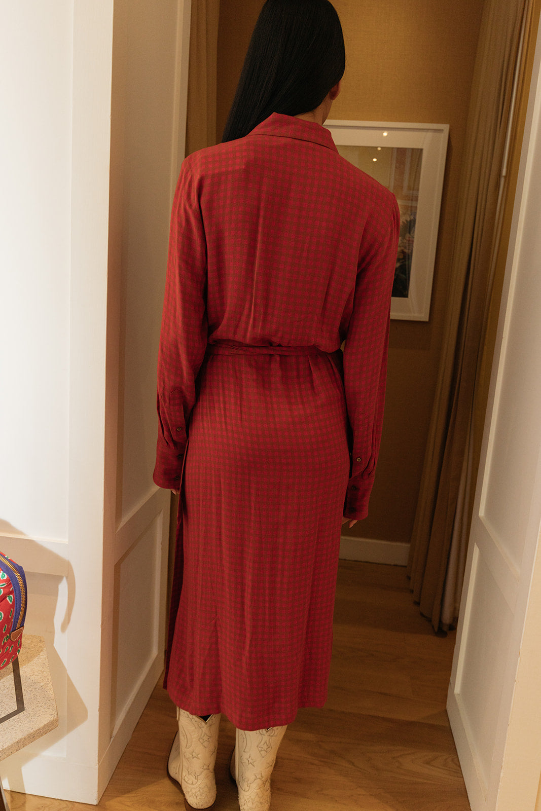 DRIES VAN NOTEN | GINGHAM WRAP DADEA MIDI DRESS | WOMEN'S LUXURY DESIGNER CLOTHING, SHOES, HANDBAGS & JEWELRY | CAPITOL CHARLOTTE, NC & BRENTWOOD, CA