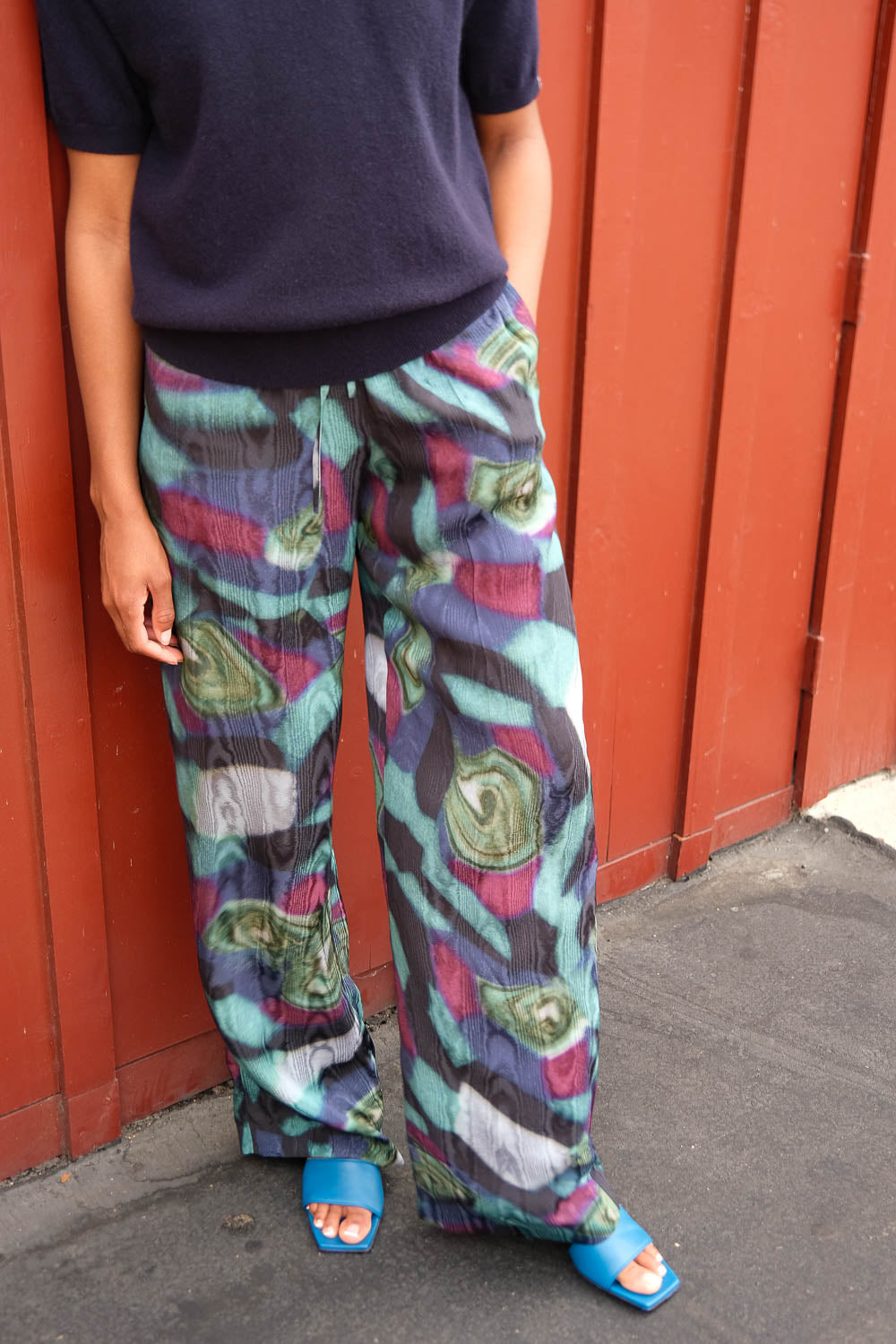 DRIES VAN NOTEN | MOIRE MARBLED PUVIS DRAWSTRING TROUSER
