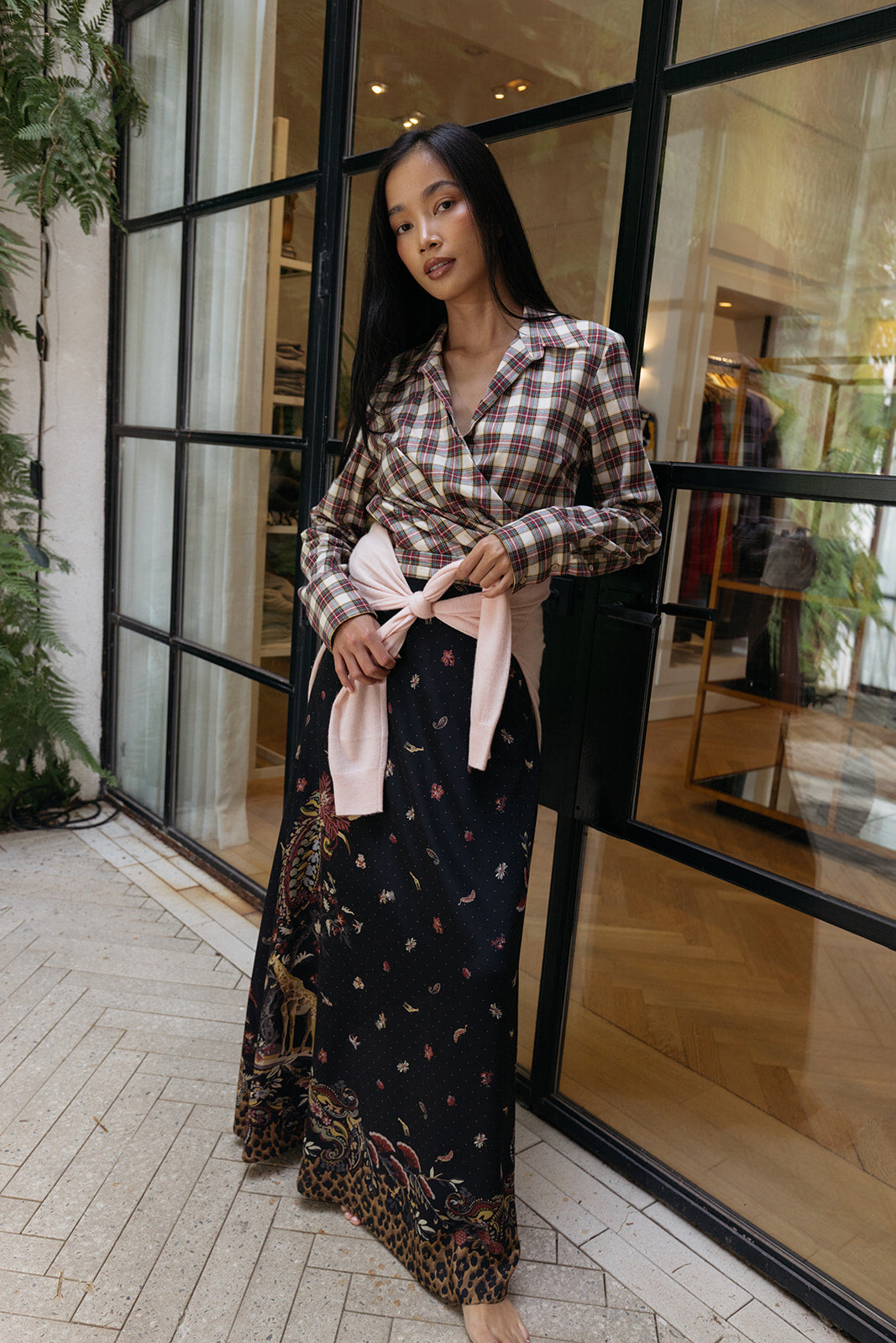 DRIES VAN NOTEN | PLAID WRAP CADEA BLOUSE | WOMEN'S LUXURY DESIGNER CLOTHING, SHOES, HANDBAGS & JEWELRY | CAPITOL CHARLOTTE, NC & BRENTWOOD, CA