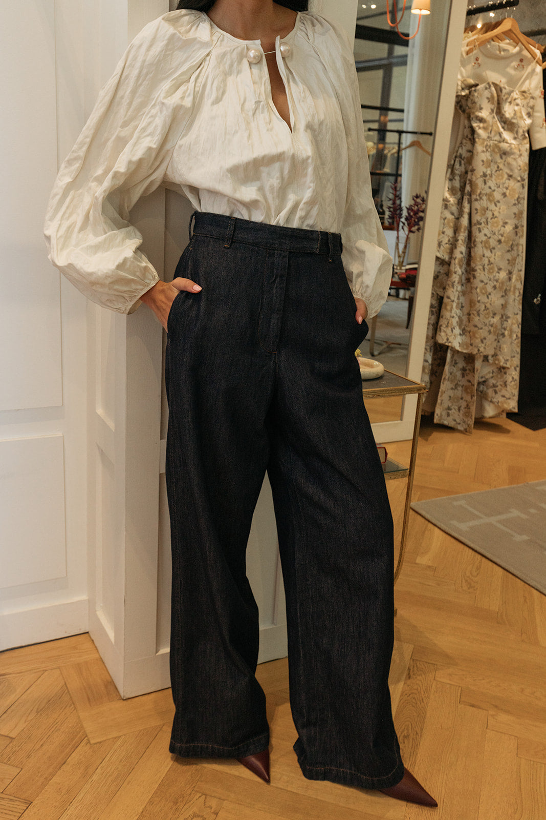 DRIES VAN NOTEN | RINSED DENIM PENN TROUSER | WOMEN'S LUXURY DESIGNER CLOTHING, SHOES, HANDBAGS & JEWELRY | CAPITOL CHARLOTTE, NC & BRENTWOOD, CA