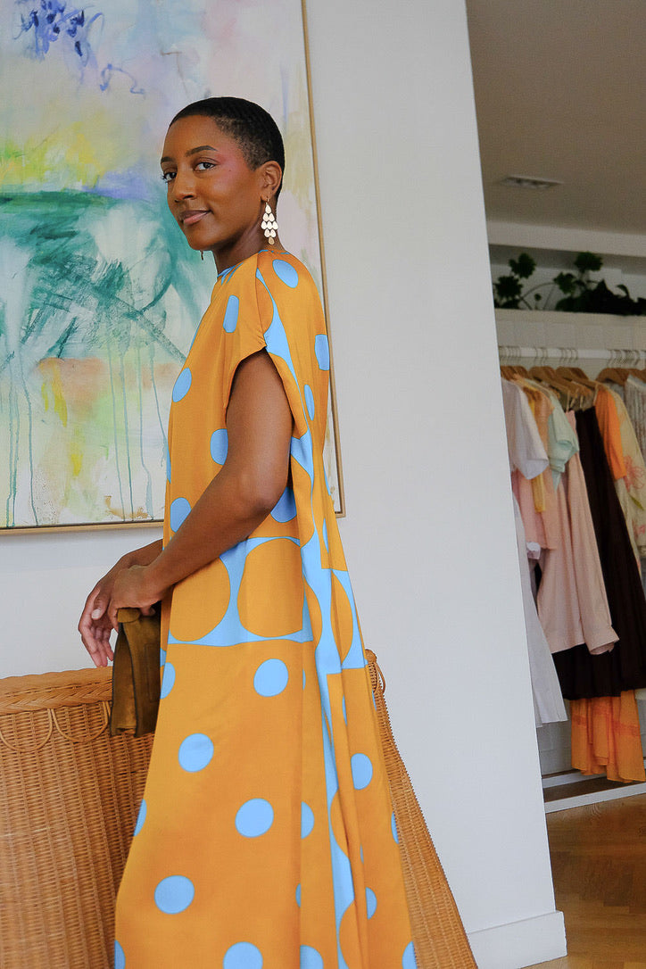 DRIES VAN NOTEN | SATIN POLKA DOT CAFTAN | WOMEN'S LUXURY DESIGNER CLOTHING, SHOES, HANDBAGS & JEWELRY | CAPITOL CHARLOTTE, NC & BRENTWOOD, CA