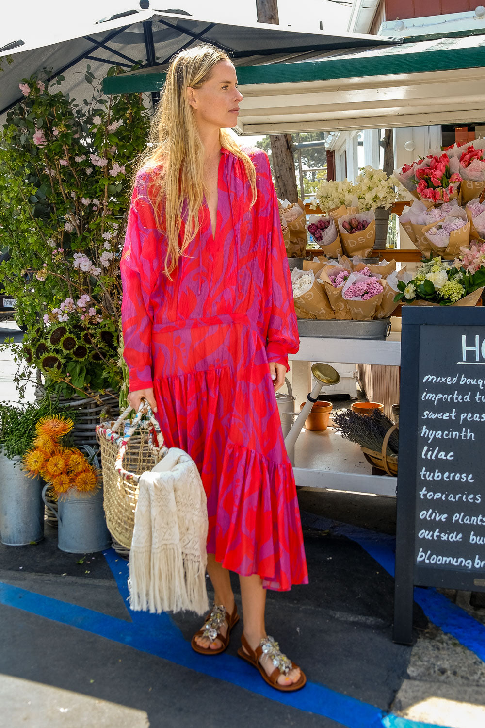 DRIES VAN NOTEN | TROPICAL TULIP CINCHED WAIST DRESS | WOMEN'S LUXURY DESIGNER CLOTHING, SHOES, HANDBAGS & JEWELRY | CAPITOL CHARLOTTE, NC & BRENTWOOD, CA