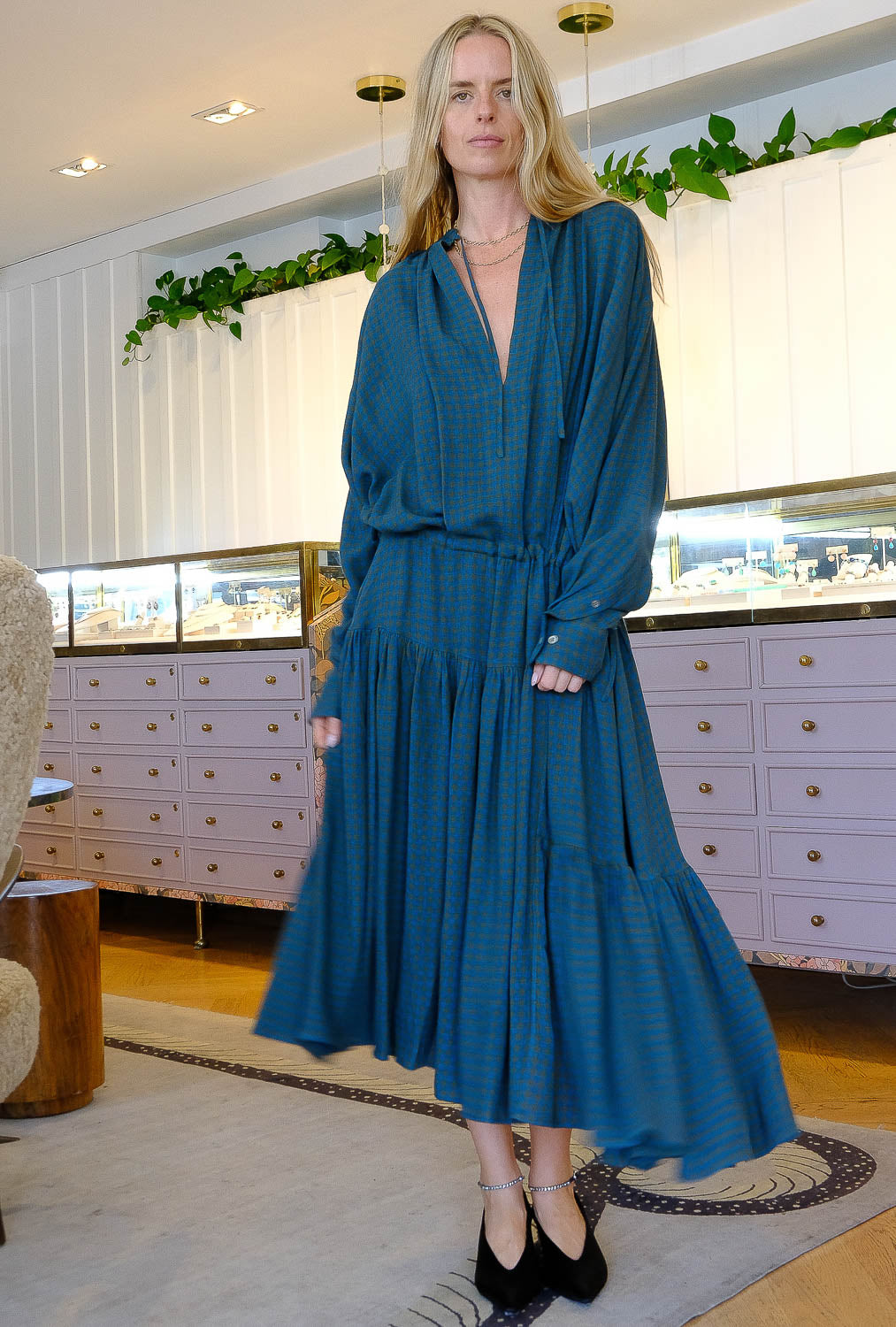DRIES VAN NOTEN | VNECK DENVO MIDI DRESS | WOMEN'S LUXURY DESIGNER CLOTHING, SHOES, HANDBAGS & JEWELRY | CAPITOL CHARLOTTE, NC & BRENTWOOD, CA